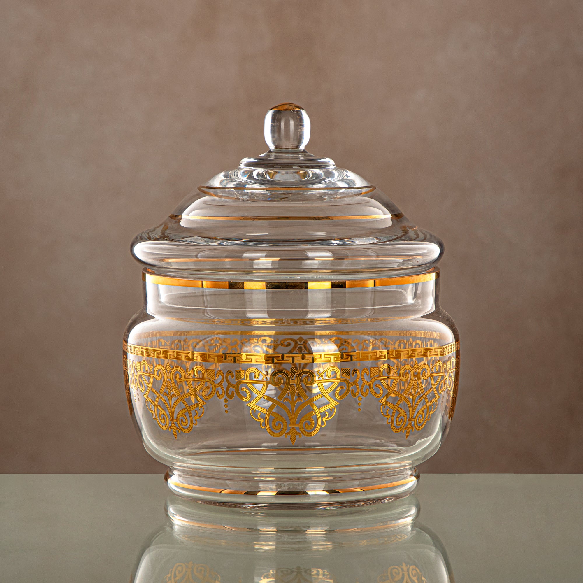 Almarjan Candy Bowl Clear & Gold 1500ML (0138T-YCS-GLD) Gatherings, special occasions, Ramadan, eid