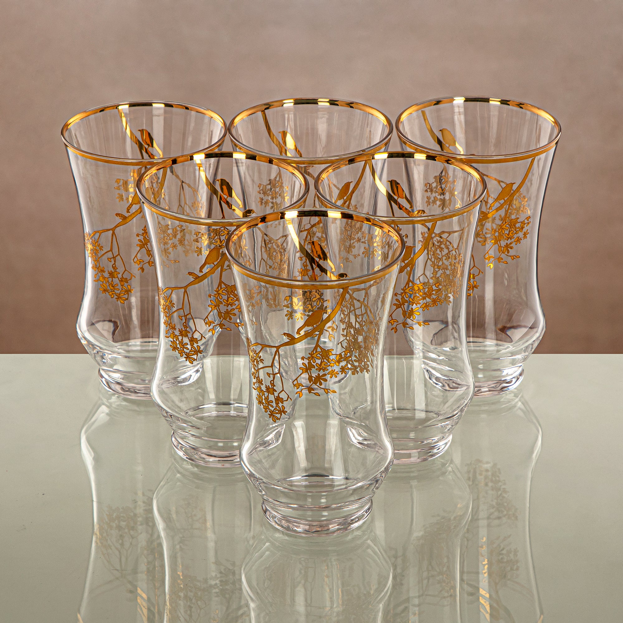 Almarjan Water Tumbler Clear & Gold 6 pieces (1152B-XQZT-GLD) Gatherings, special occasions, Ramadan, eid