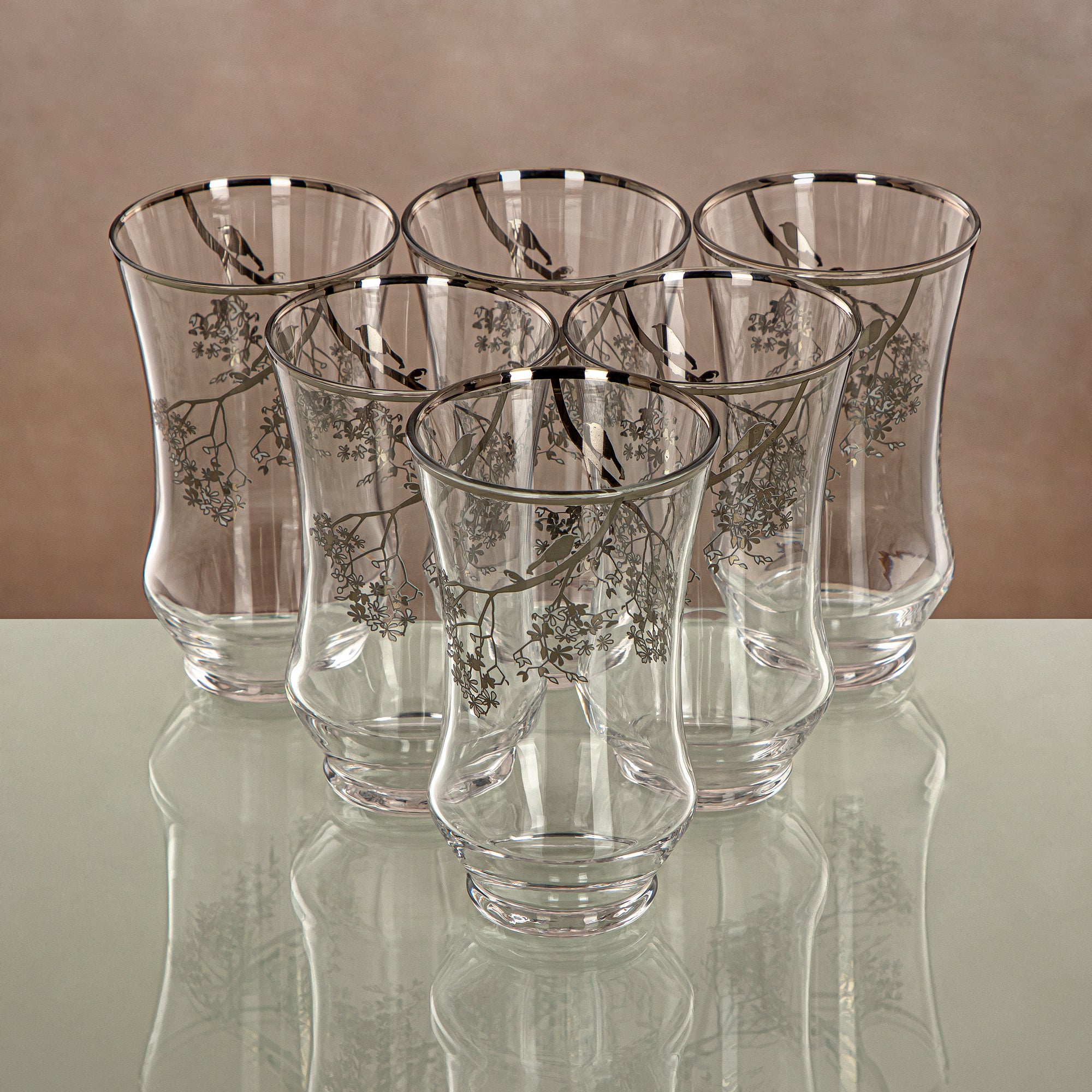 Almarjan Water Tumbler Clear & silver 6 pieces (1152B-XQZT-SIL) Gatherings, special occasions, Ramadan, eid