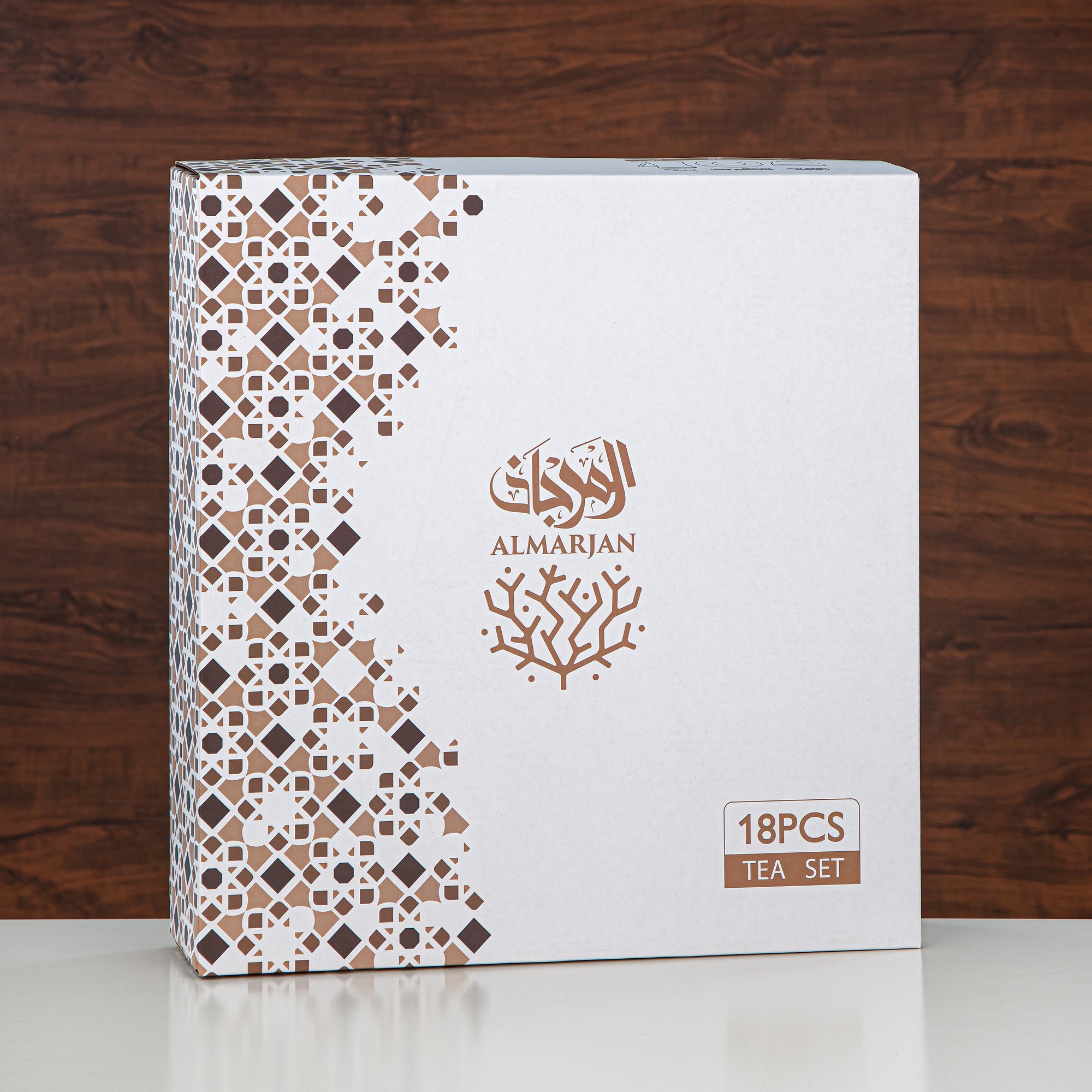 Almarjan Tea Set Borosilicate Glass, Stainless Steel & Porcelain 18 Pieces (18PCS-12257-2) – Emerald Bloom Tea Collection