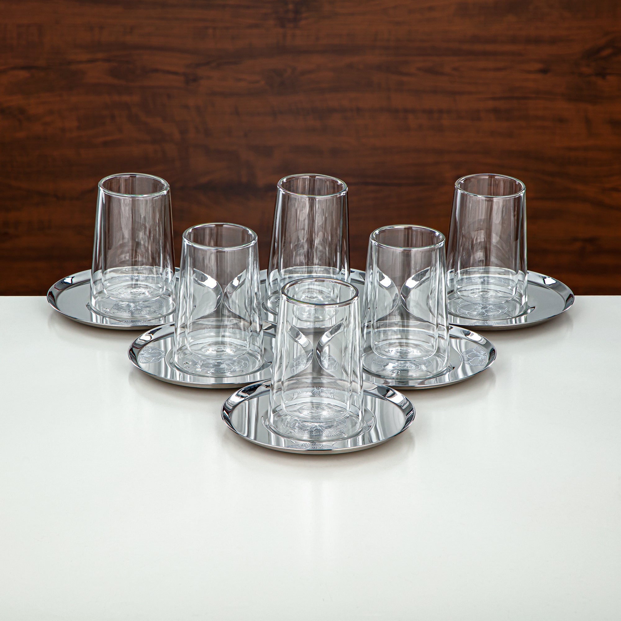 Almarjan Tea Set Double-Walled Borosilicate Glass, Stainless Steel & Porcelain 18 Pieces (18PCS-12257-3) – Emerald Bloom Tea Collection