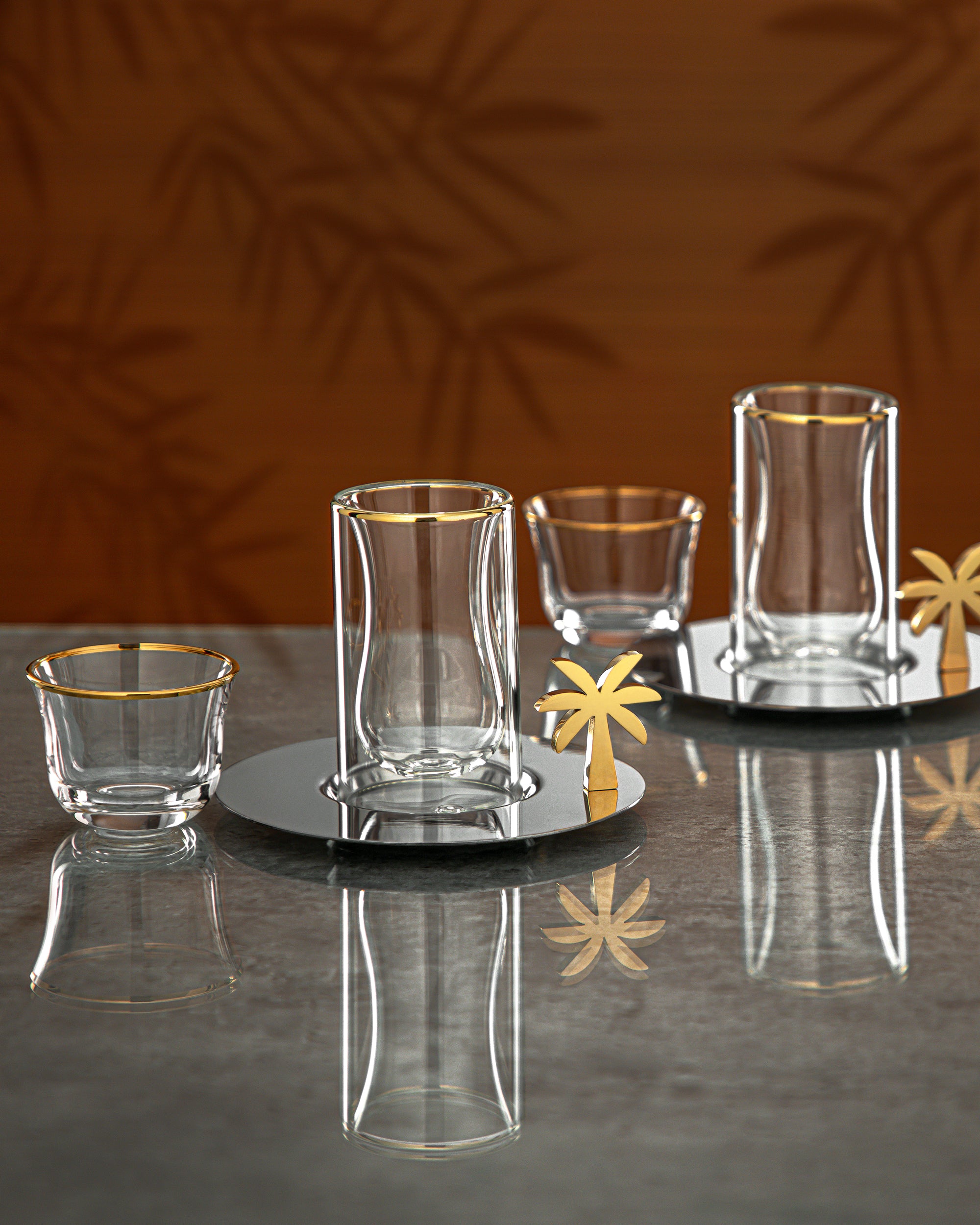 Almarjan Tea & Coffee Set 18 Pieces Golden Rim