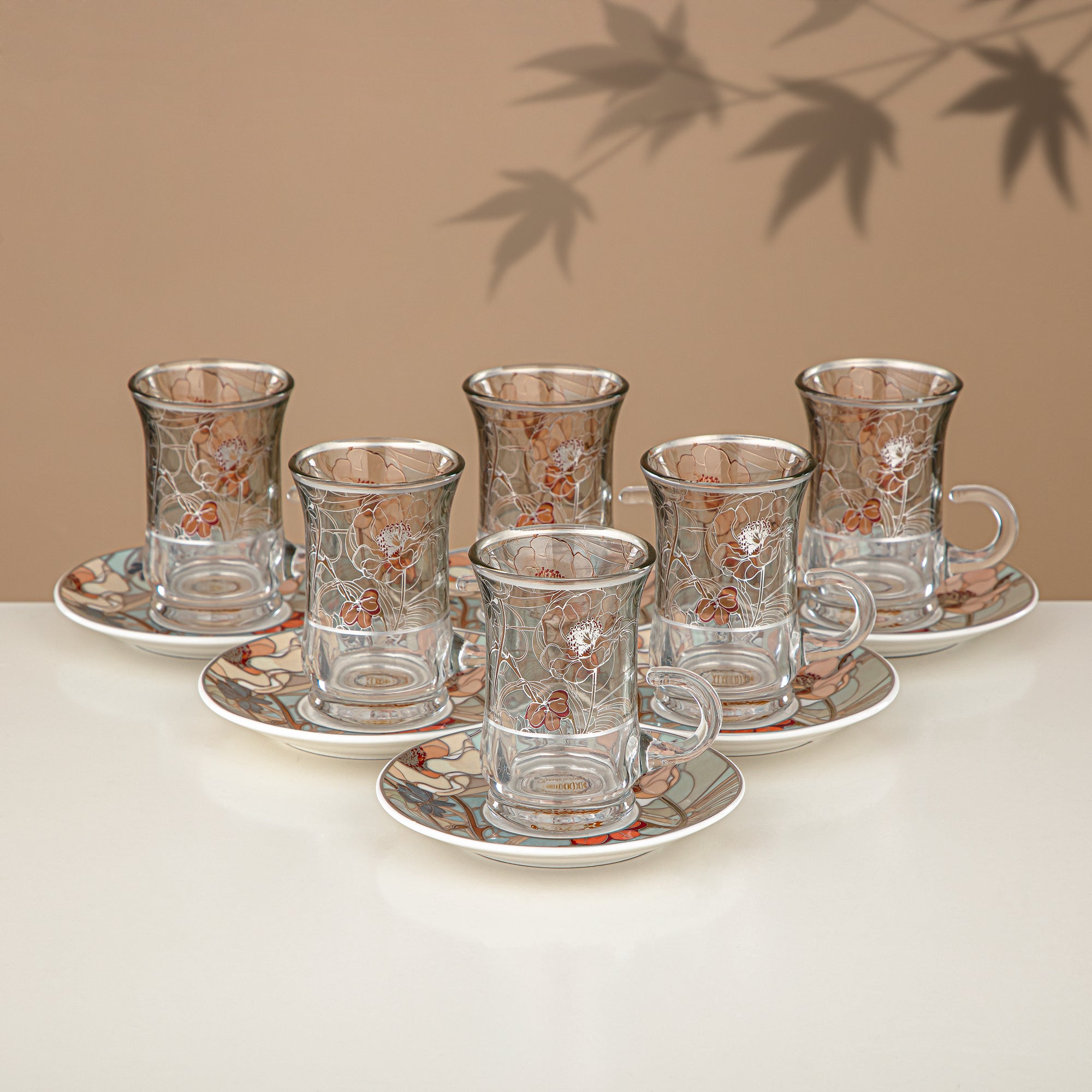 مجموعة طقم ترامس 24 قطعة، 1 لتر + 1 لتر، مزهر ومطفي فضي (24-JBH-TR-AZ02S) - مجموعة الشاي والقهوة الكاملة