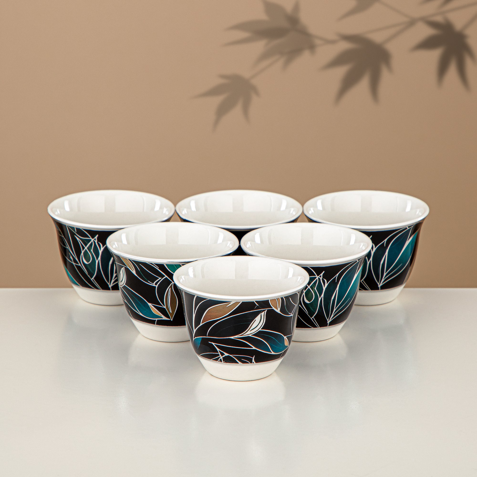 Almarjan Vacuum Flask Set 24 Pieces, 1L + 1L, Floral & Matt Silver (24-JBH-TR-AZ03S) - Tea & Coffee Complete Set