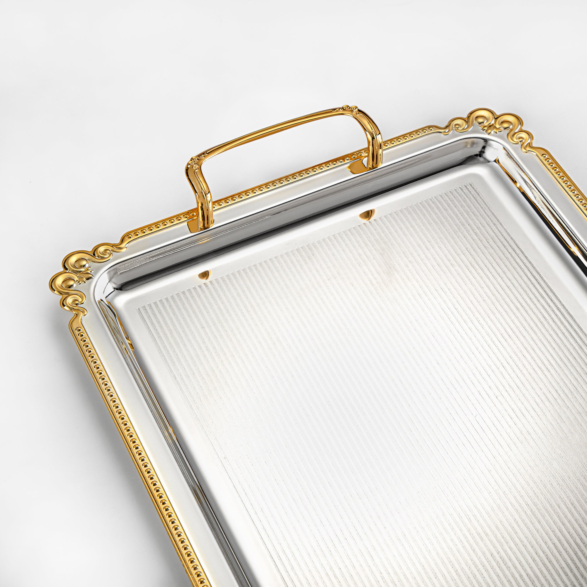 Almarjan Serving Tray, Silver & Golden (332XL-SG) | Ramadan & Special Occasions
