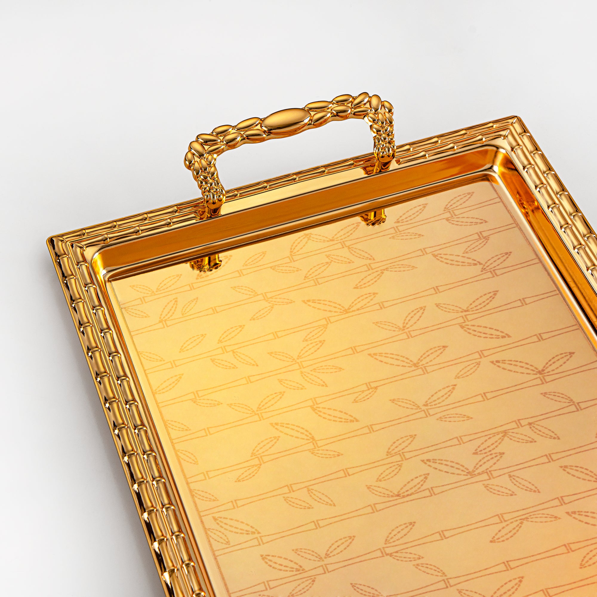 Almarjan Serving Tray Set - 3 Pieces, Golden (335XLLM-FG) | Ramadan & Special Occasions