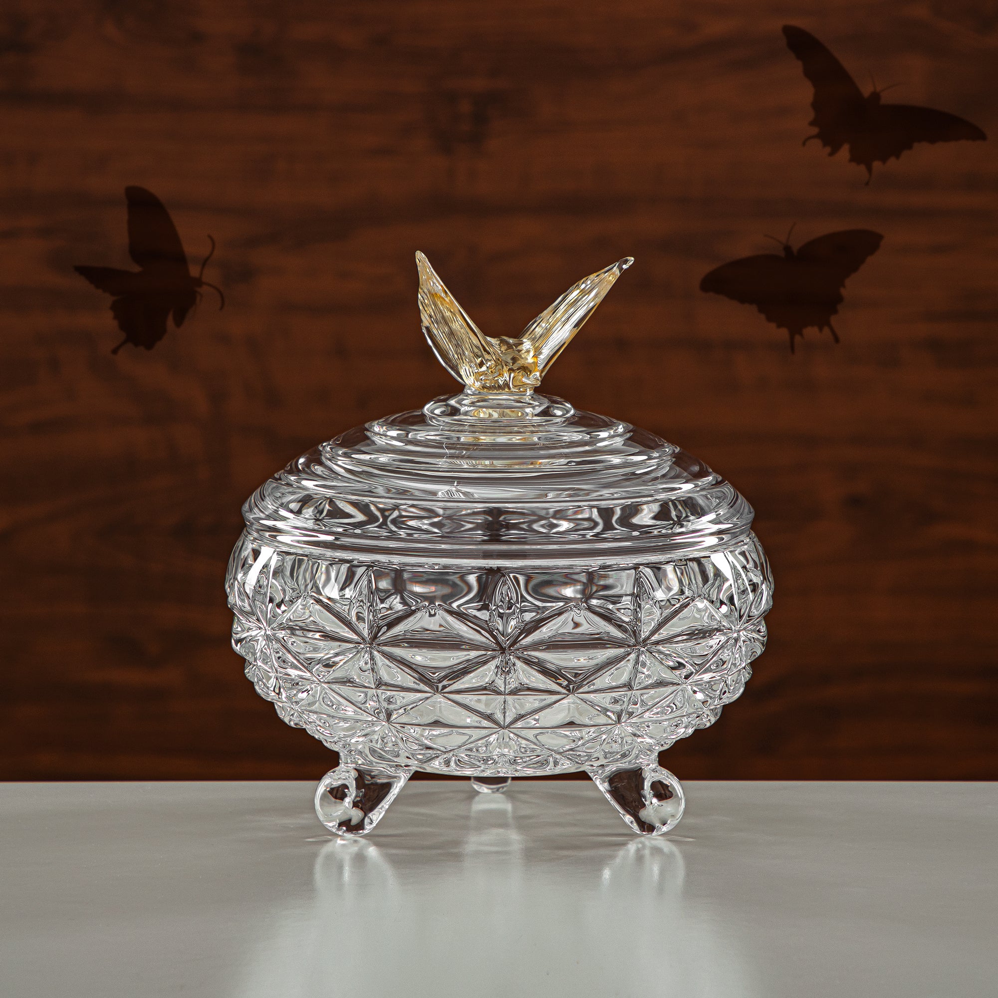 Almarjan Candy Bowl 20CM Glass Clear & Amber (41013-185L-BA) Elegant Hosting Pieces