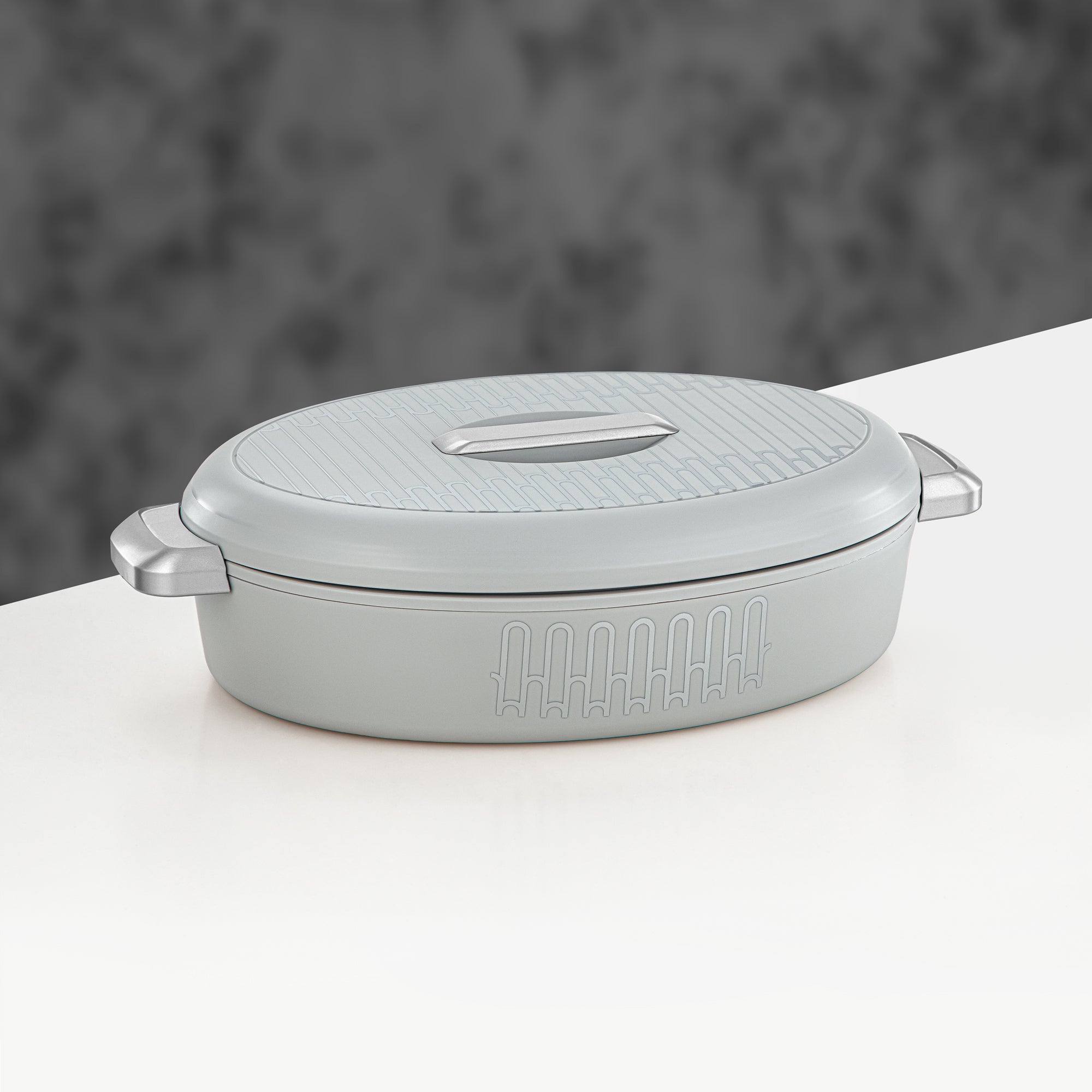 Almarjan Oval Hot Pot 2.8L Grey & Silver
