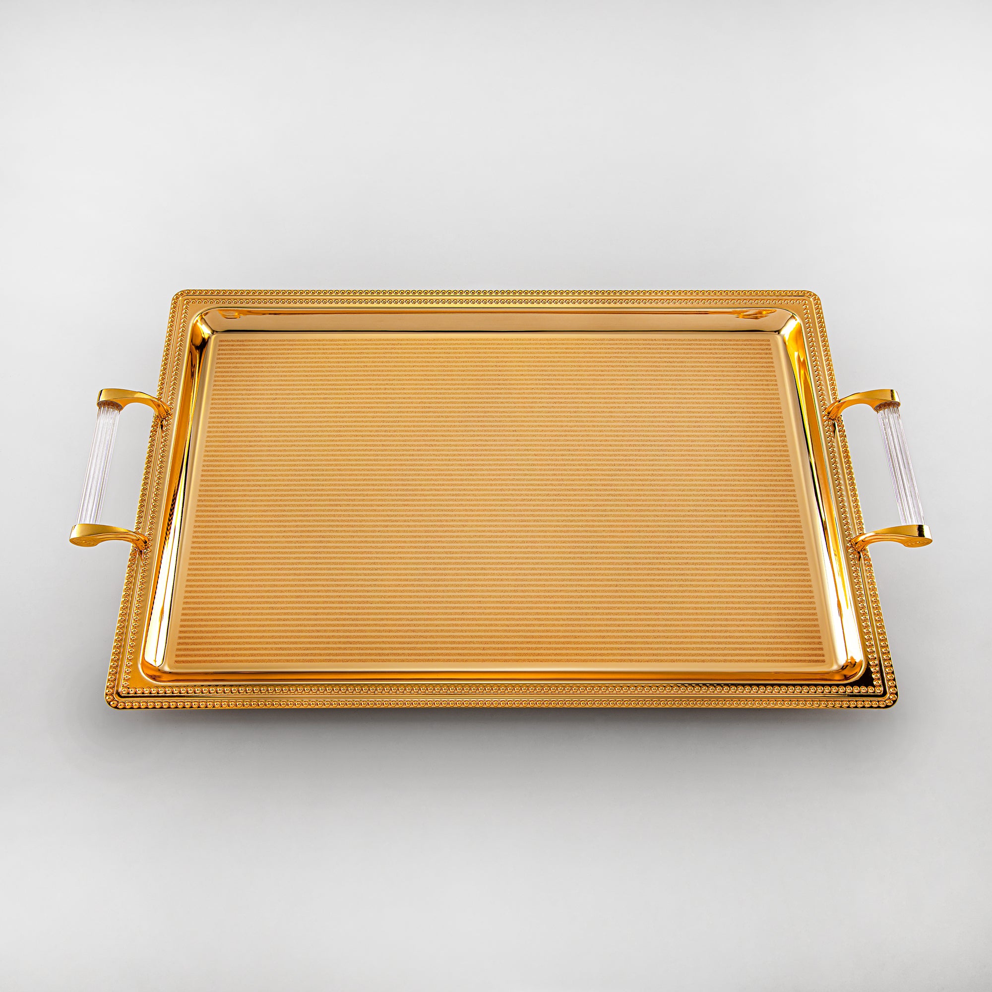 Almarjan Serving Tray, Transparent & Golden (576XL-FG) | Ramadan & Special Occasions