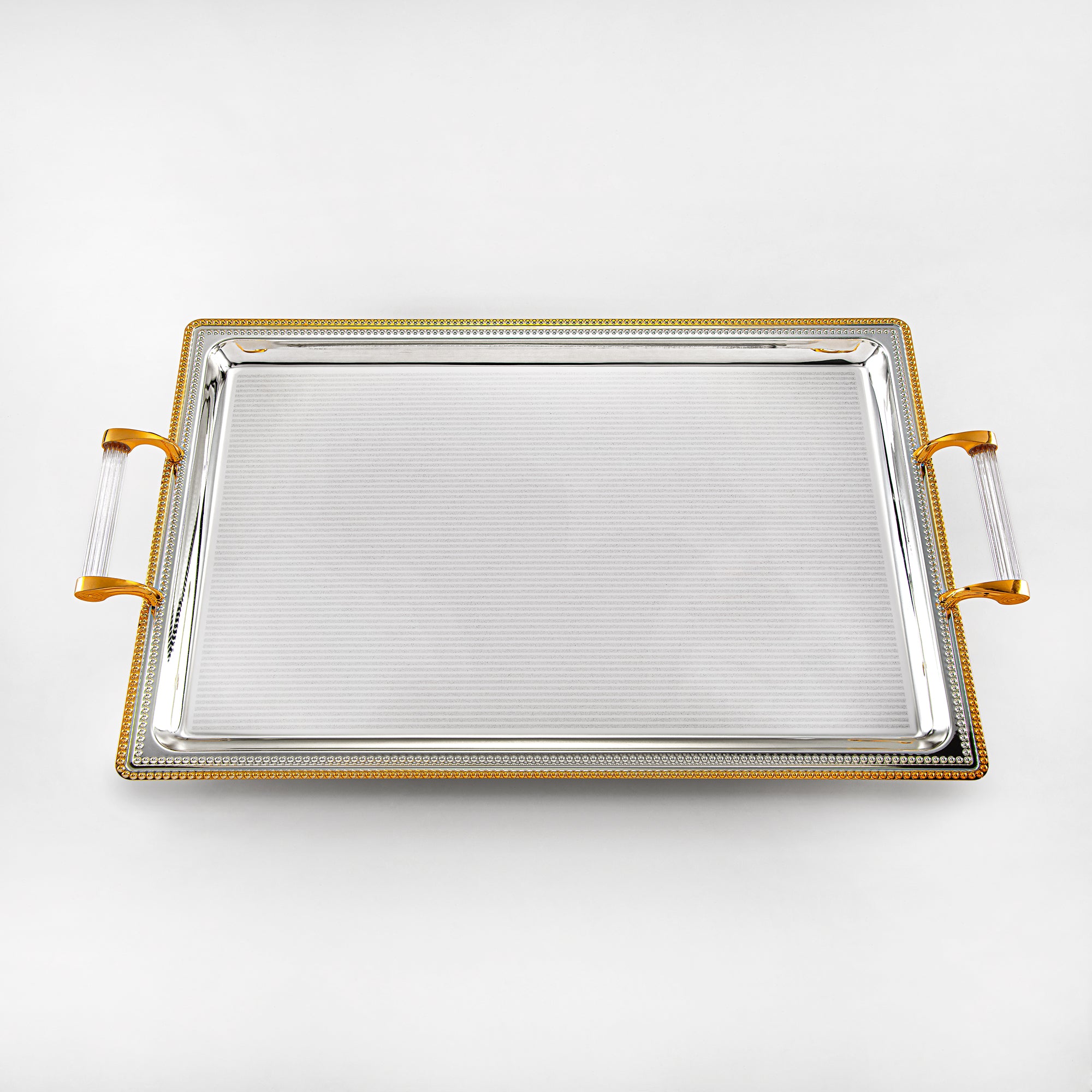 Almarjan Serving Tray Set - 3 Pieces, Silver & Golden (576XLLM-SG) | Ramadan & Special Occasions