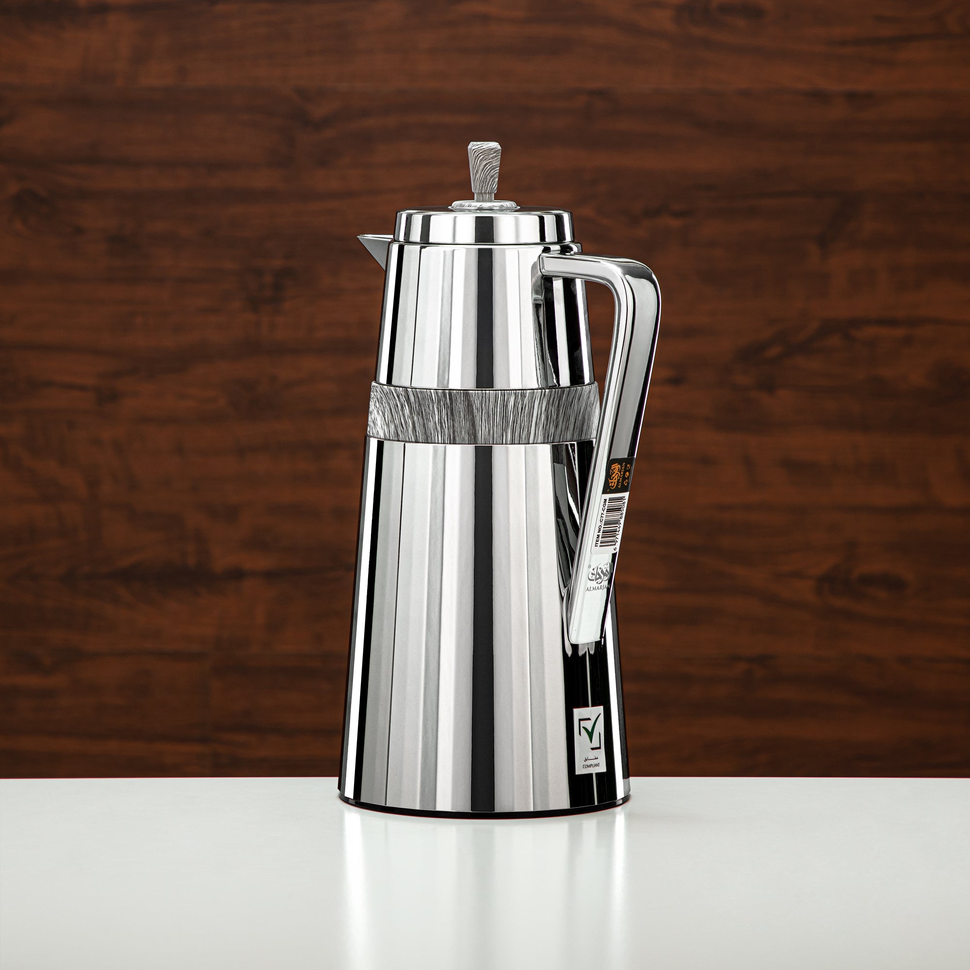 Almarjan 2 Pieces Vacuum Flask Set Silver & Grey Marble - C77-CGM