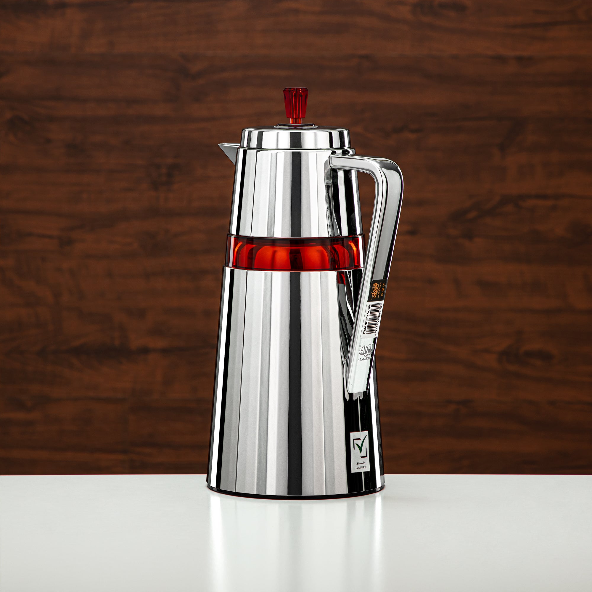 Almarjan 2 Pieces Vacuum Flask Set Silver & Red - C77-SCAM