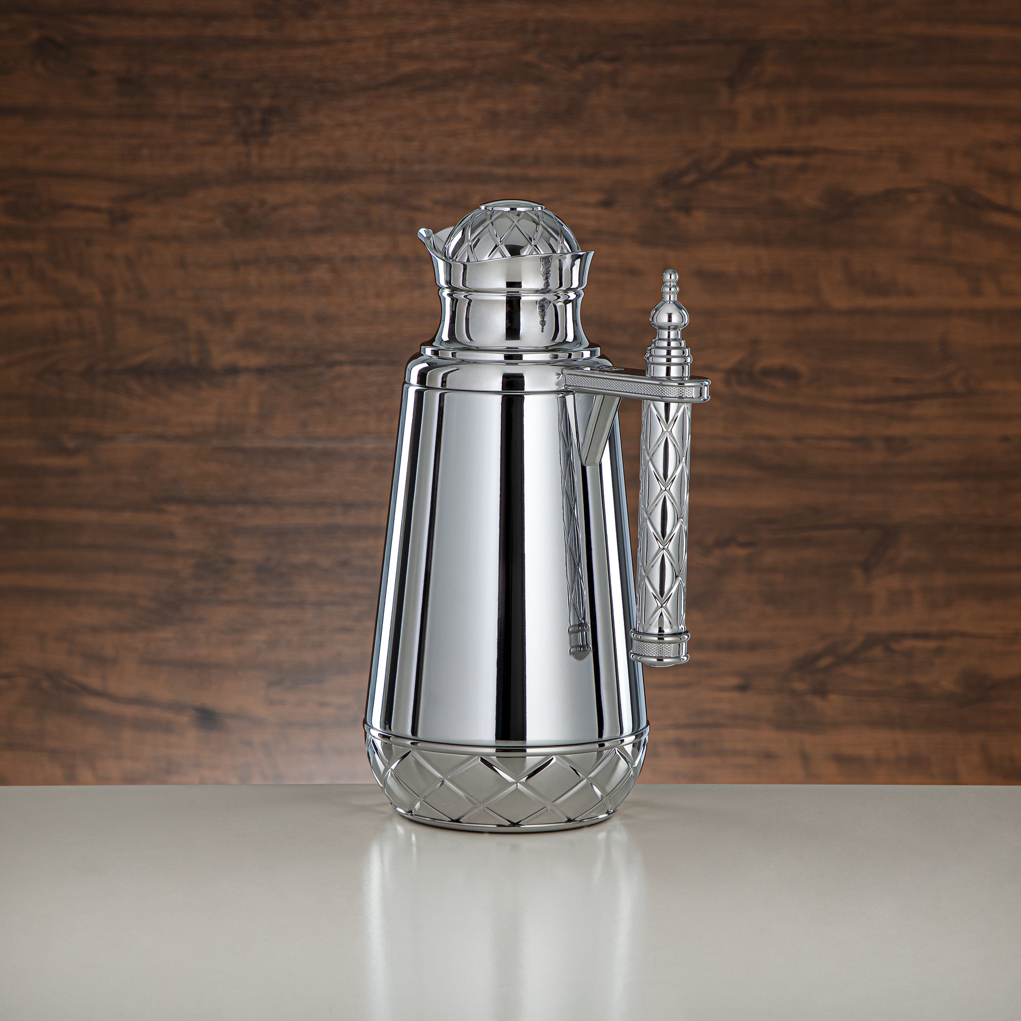 ألمرجان طقم ترامس، زر ضغط - 0.7 لتر + 1 لتر، فضي (CBY+CBZ-FCE) - زجاجات فراغ كلاسيكية ترامس