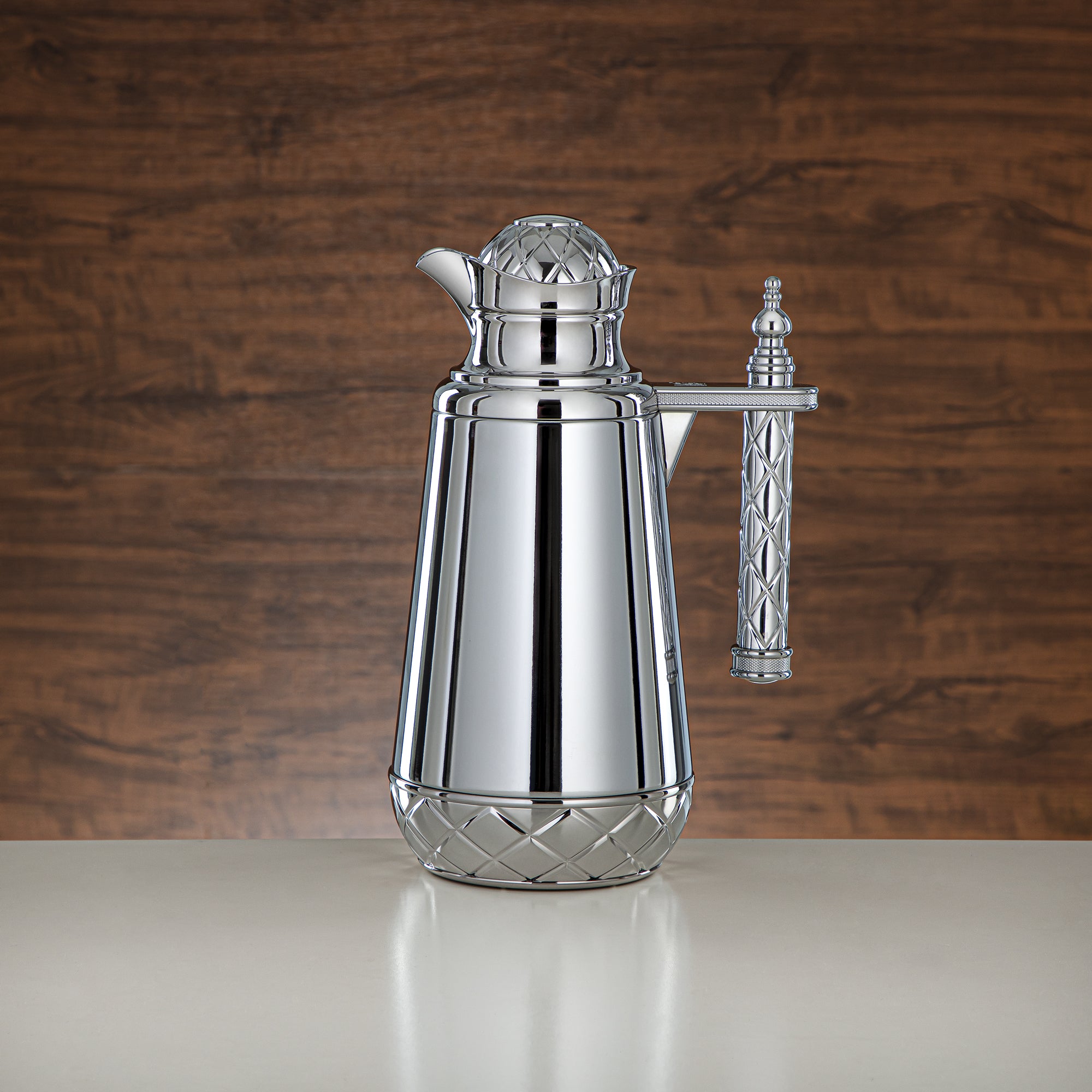 ألمرجان طقم ترامس، زر ضغط - 0.7 لتر + 1 لتر، فضي (CBY+CBZ-FCE) - زجاجات فراغ كلاسيكية ترامس