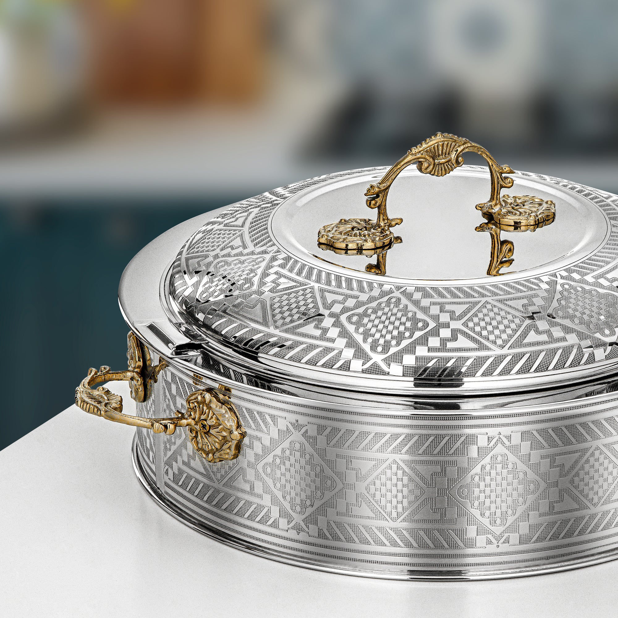 Almarjan Hot Pot Set 3 Pieces Silver & Gold - Areej Collection