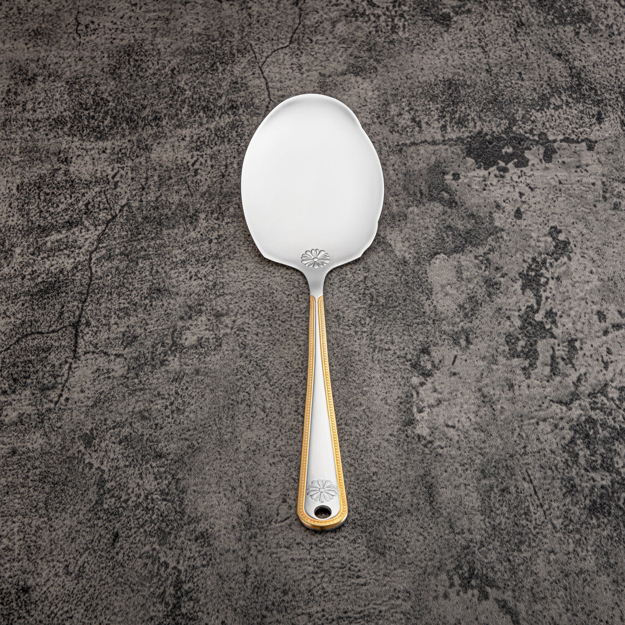 خادم أرز مسطح ألماجان، ستانلس ستيل، فضي وذهبي (CUT0010401) أدوات مائدة أنيقة