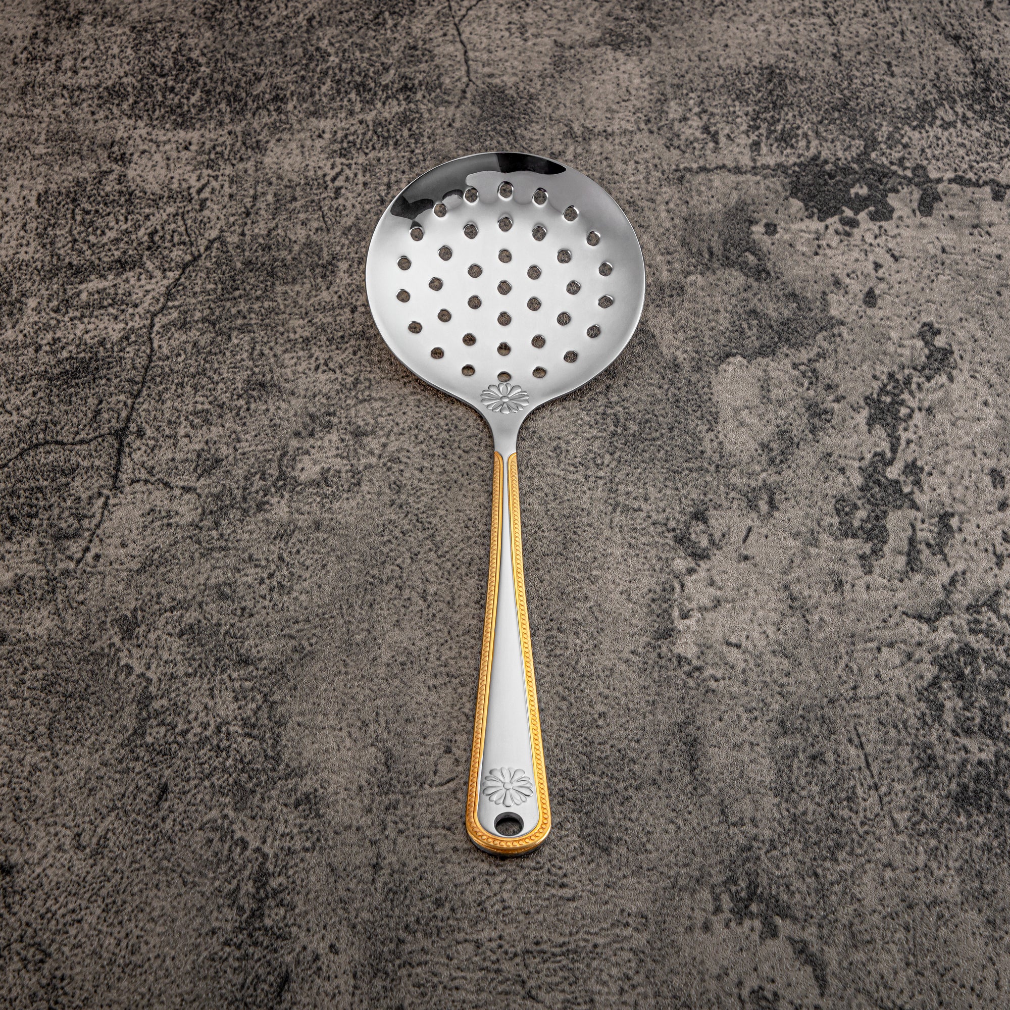 Almarjan Small Skimmer, Stainless Steel, Silver & Gold (CUT0010402) Elegant Flatware