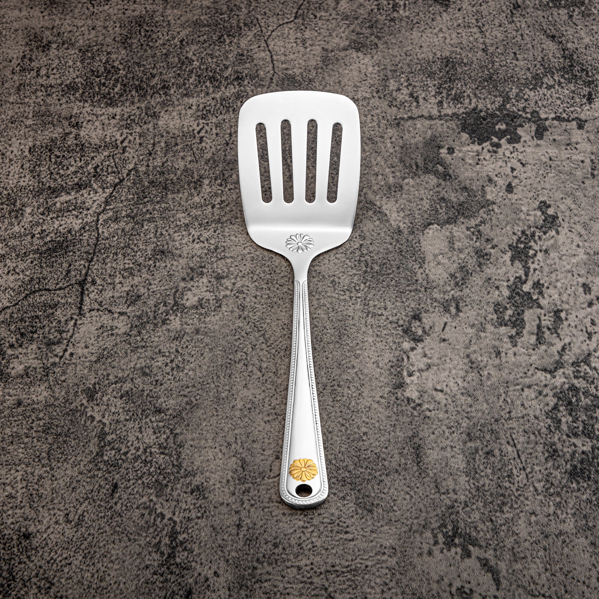 Almarjan Small Slotted Turner, Stainless Steel, Silver & Gold (CUT0010406) Elegant Flatware