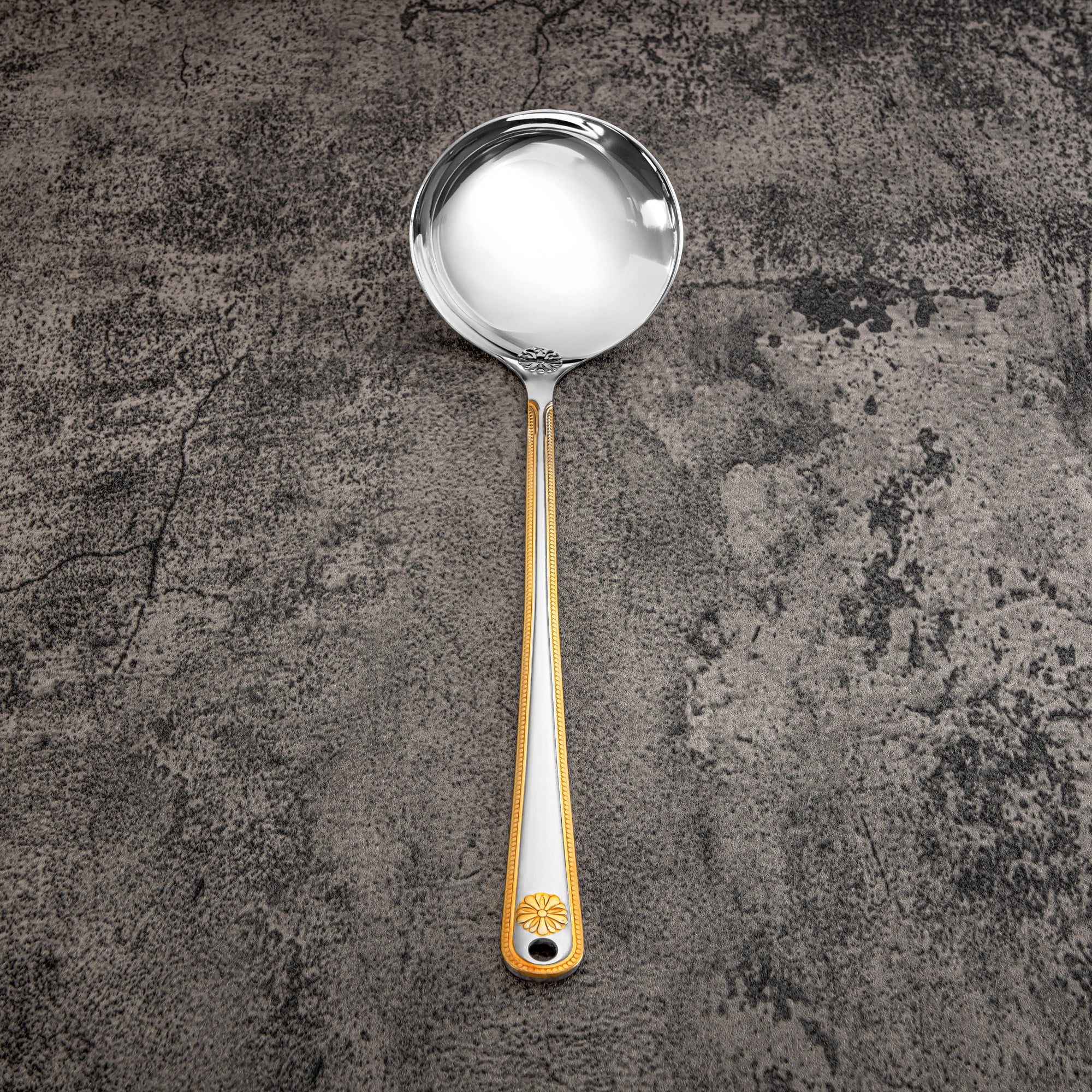 Almarjan Soup Ladle, Stainless Steel, Silver & Gold (CUT0010415) Elegant Flatware