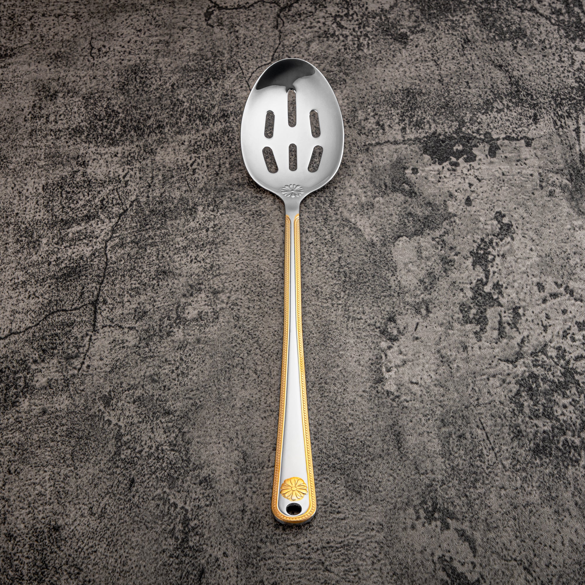 Almarjan Slotted Spoon, Stainless Steel, Silver & Gold (CUT0010416) Elegant Flatware