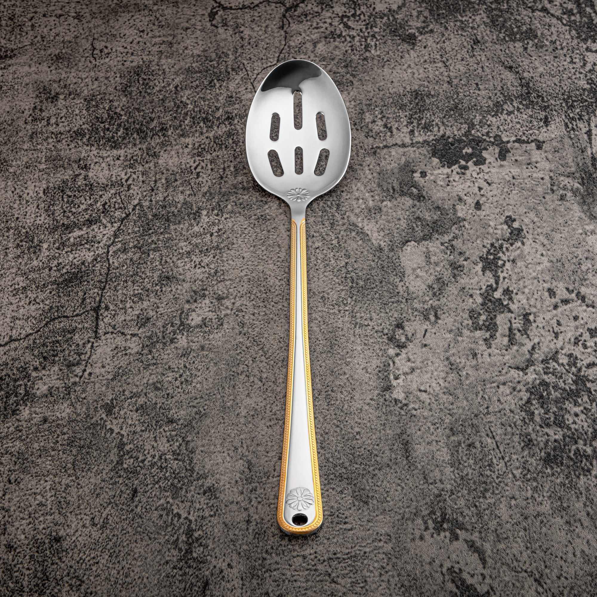 Almarjan Slotted Spoon, Stainless Steel, Silver & Gold (CUT0010421) Elegant Flatware