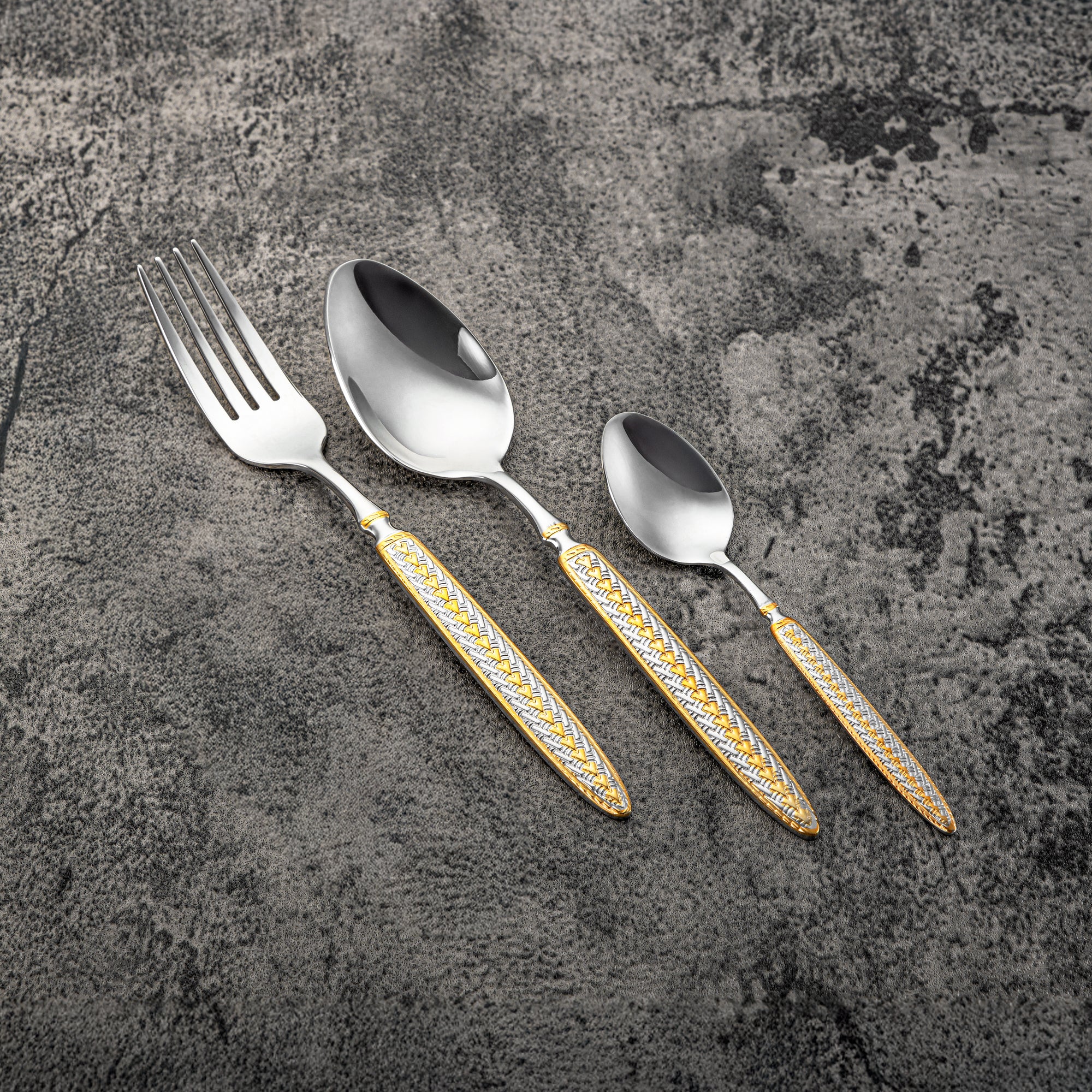 Almarjan Cutlery Set 40 Pieces, Stainless Steel, Silver & Gold (CUT0010466) Elegant Cutlery Set