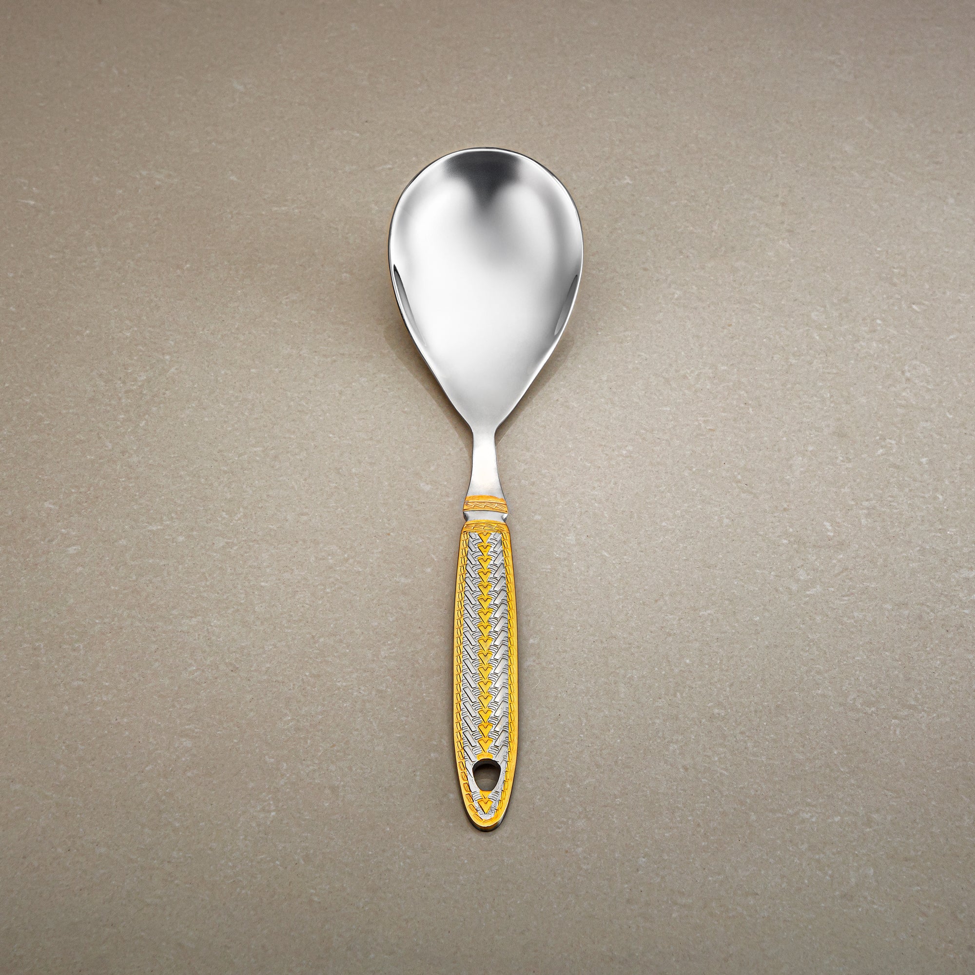 Almarjan Rice Spoon, Stainless Steel, Silver & Gold (CUT0010479) Elegant Flatware