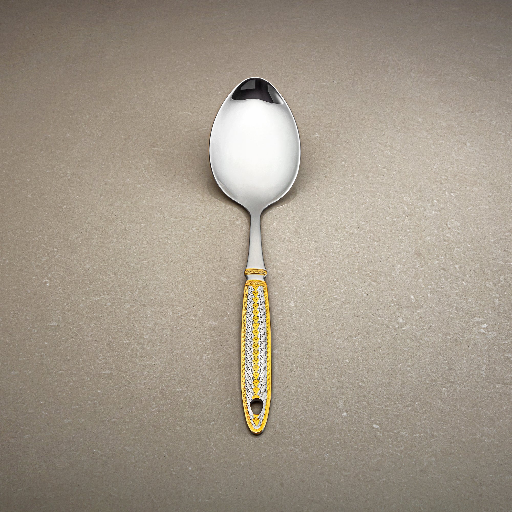 Almarjan Small Pasting Spoon, Stainless Steel, Silver & Gold (CUT0010481) Elegant Flatware