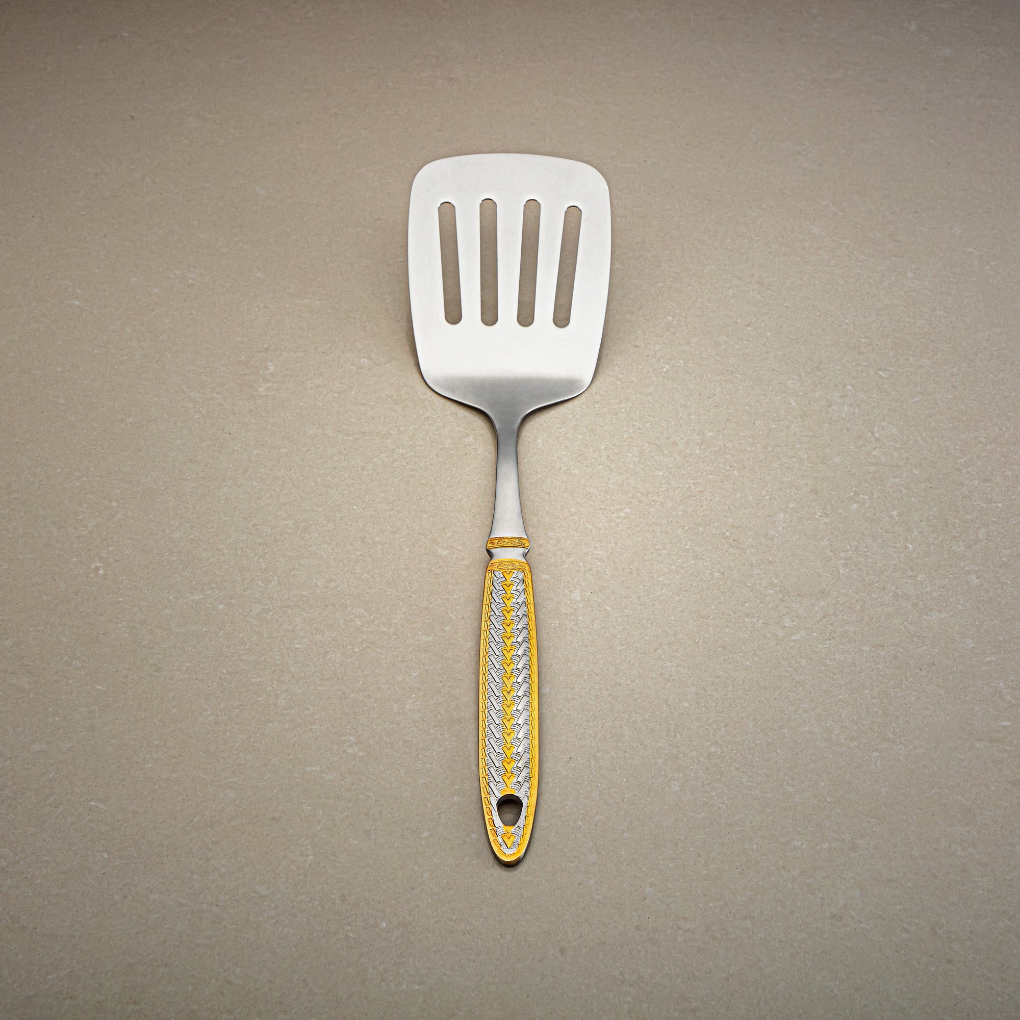 Almarjan Small Slotted Turner, Stainless Steel, Silver & Gold (CUT0010482) Elegant Flatware