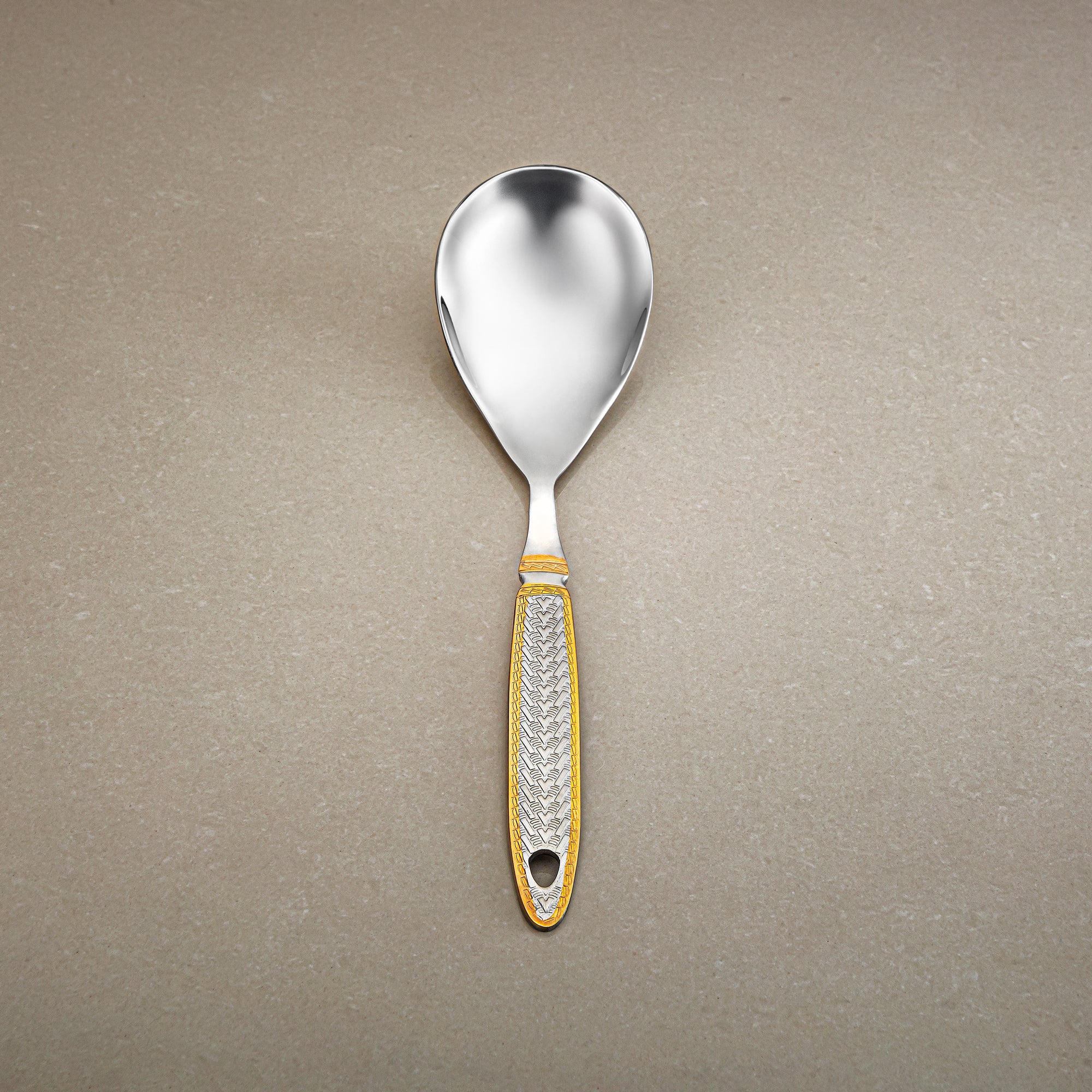 Almarjan Rice Spoon, Stainless Steel, Silver & Gold (CUT0010485) Elegant Flatware