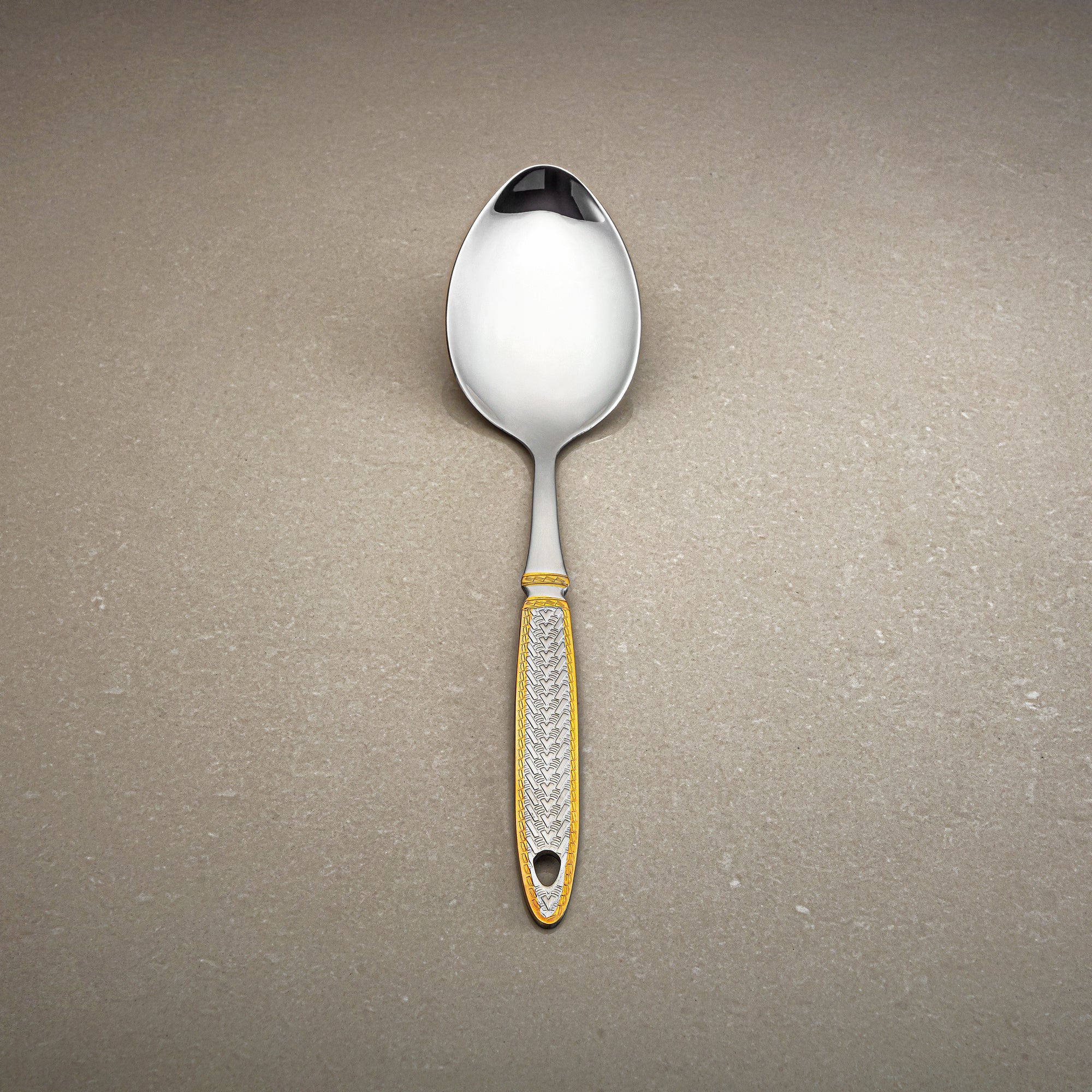 Almarjan Small Pasting Spoon, Stainless Steel, Silver & Gold (CUT0010487) Elegant Flatware