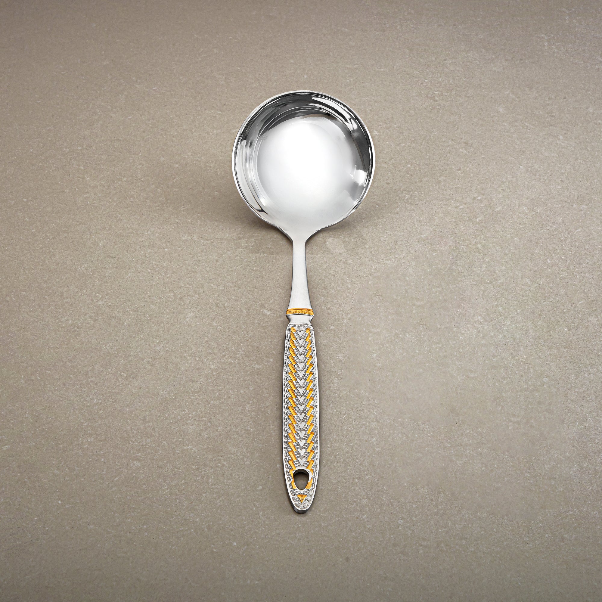 Almarjan Small Soup Ladle, Stainless Steel, Silver & Gold (CUT0010492) Elegant Flatware