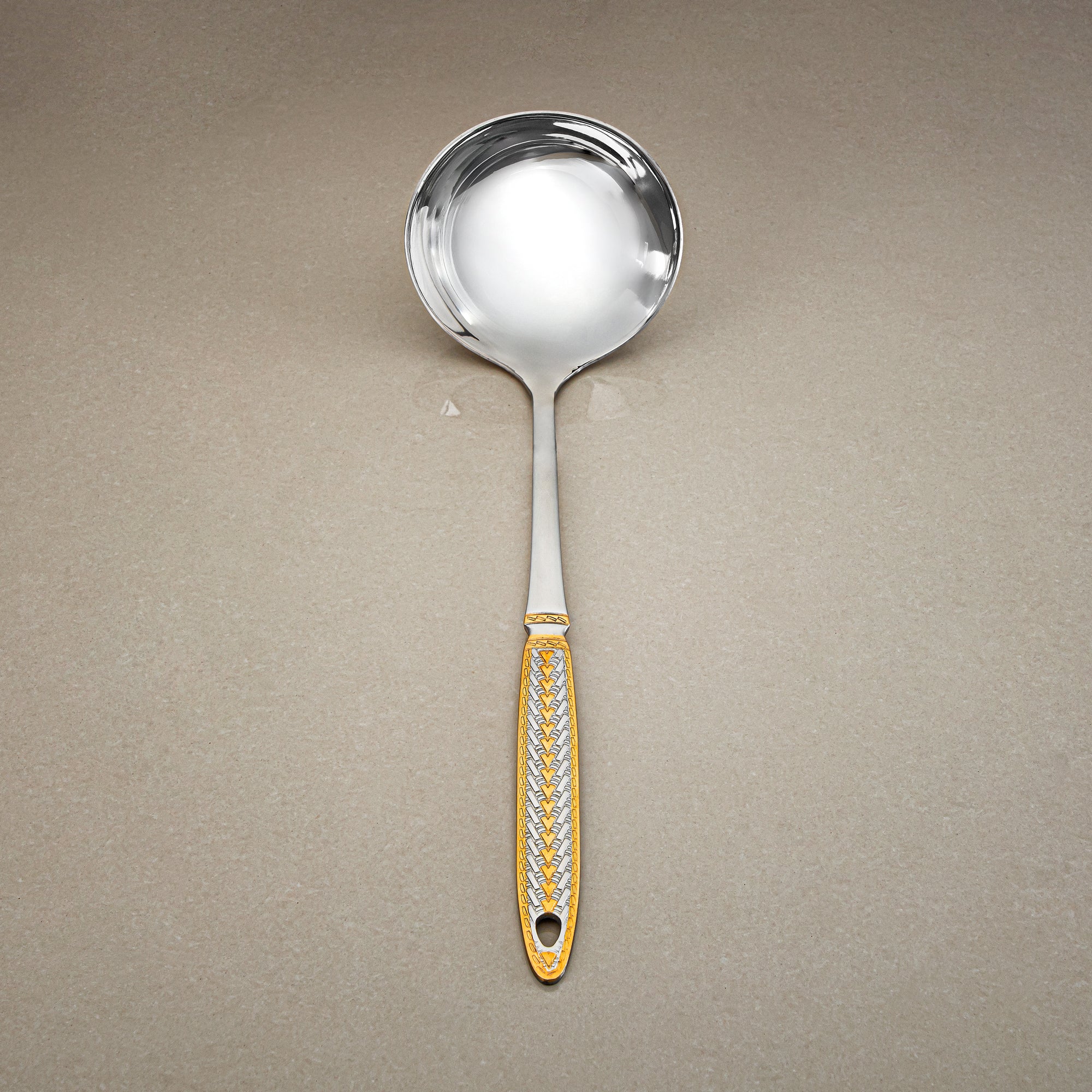 Almarjan Soup Ladle, Stainless Steel, Silver & Gold (CUT0010503) Elegant Flatware