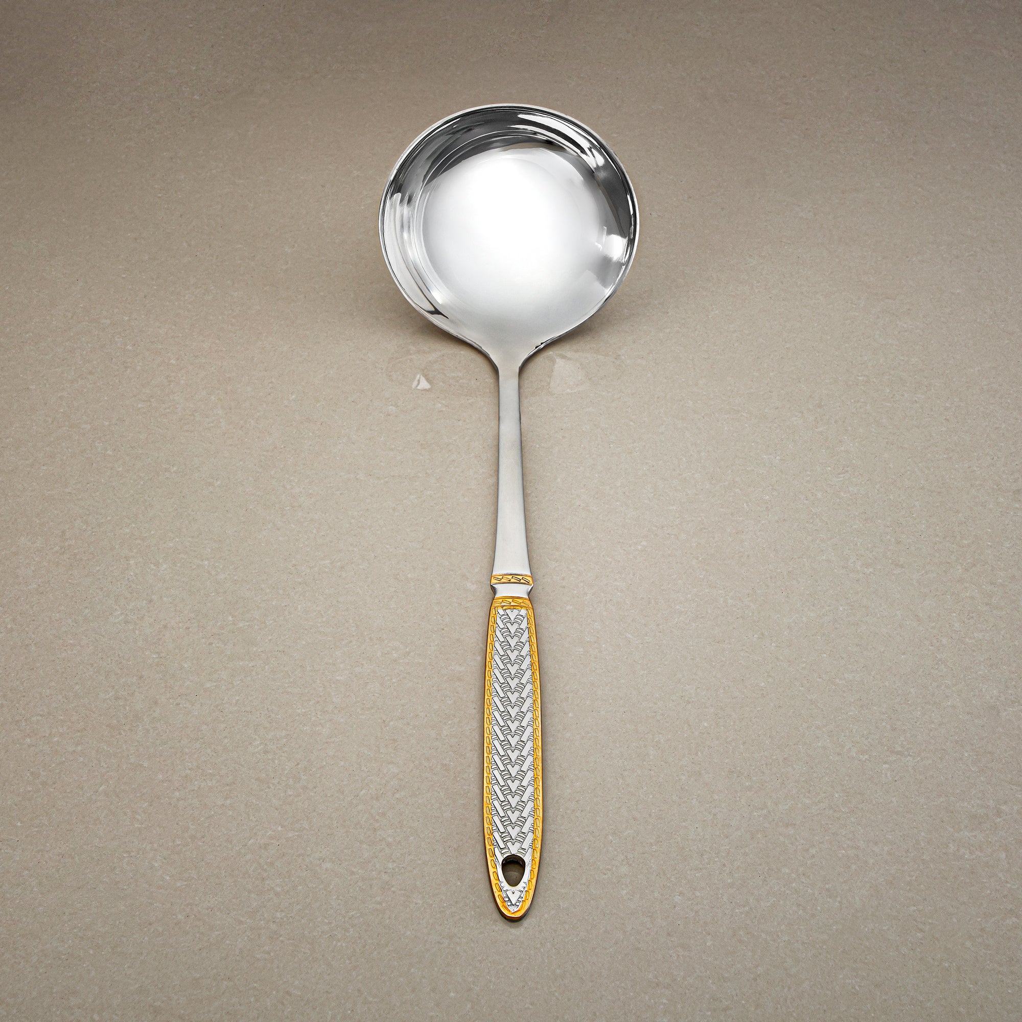 Almarjan Soup Ladle, Stainless Steel, Silver & Gold (CUT0010508) Elegant Flatware