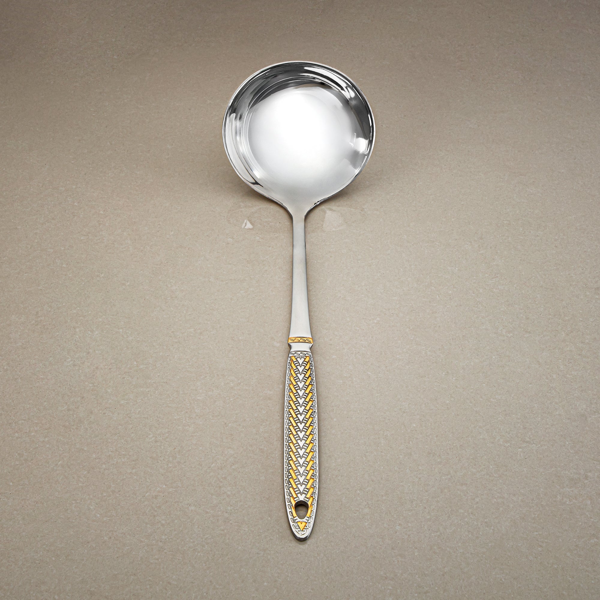 Almarjan Soup Ladle, Stainless Steel, Silver & Gold (CUT0010513) Elegant Flatware