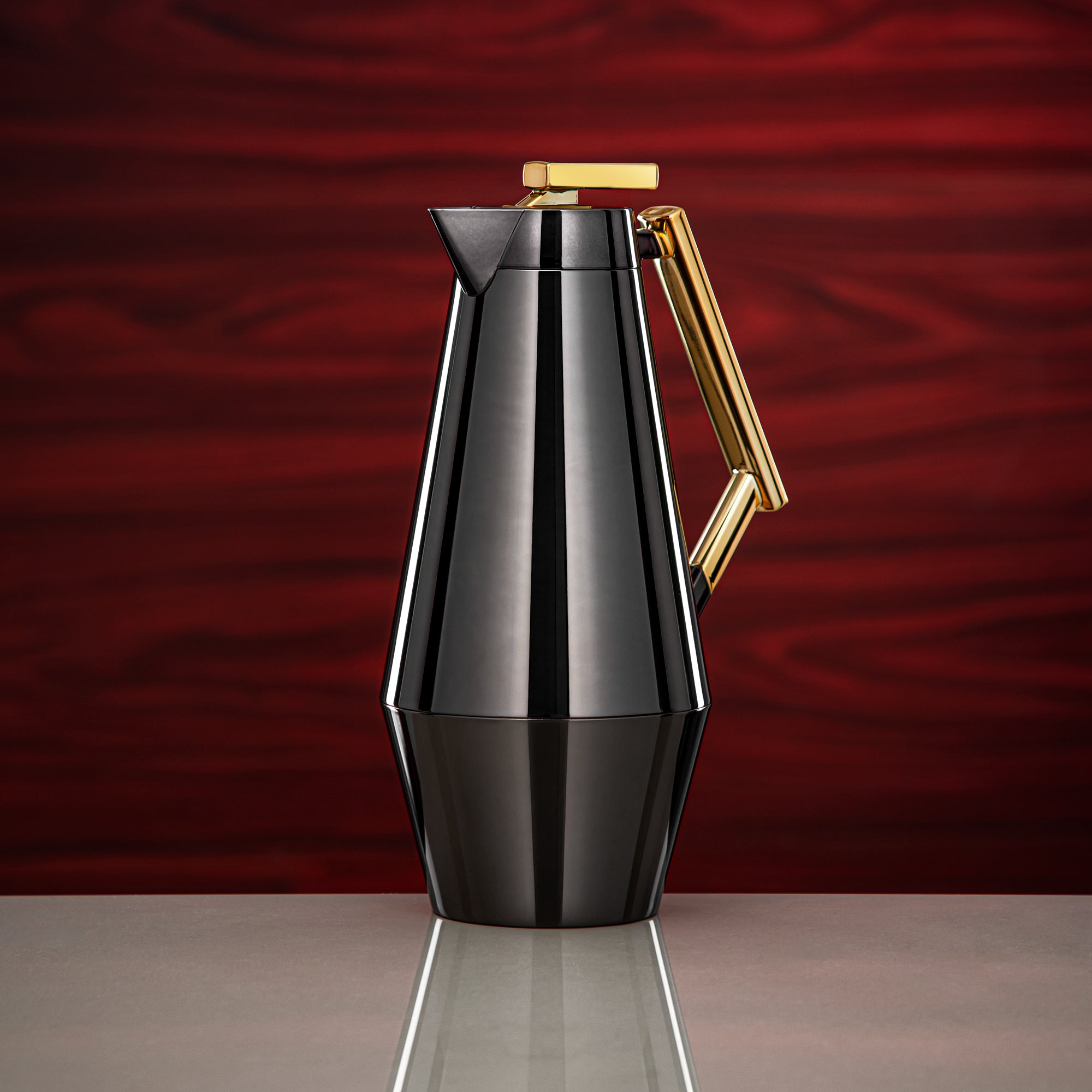 Almarjan Vacuum Flask Set 0.7L & 1L Gun Black & Gold