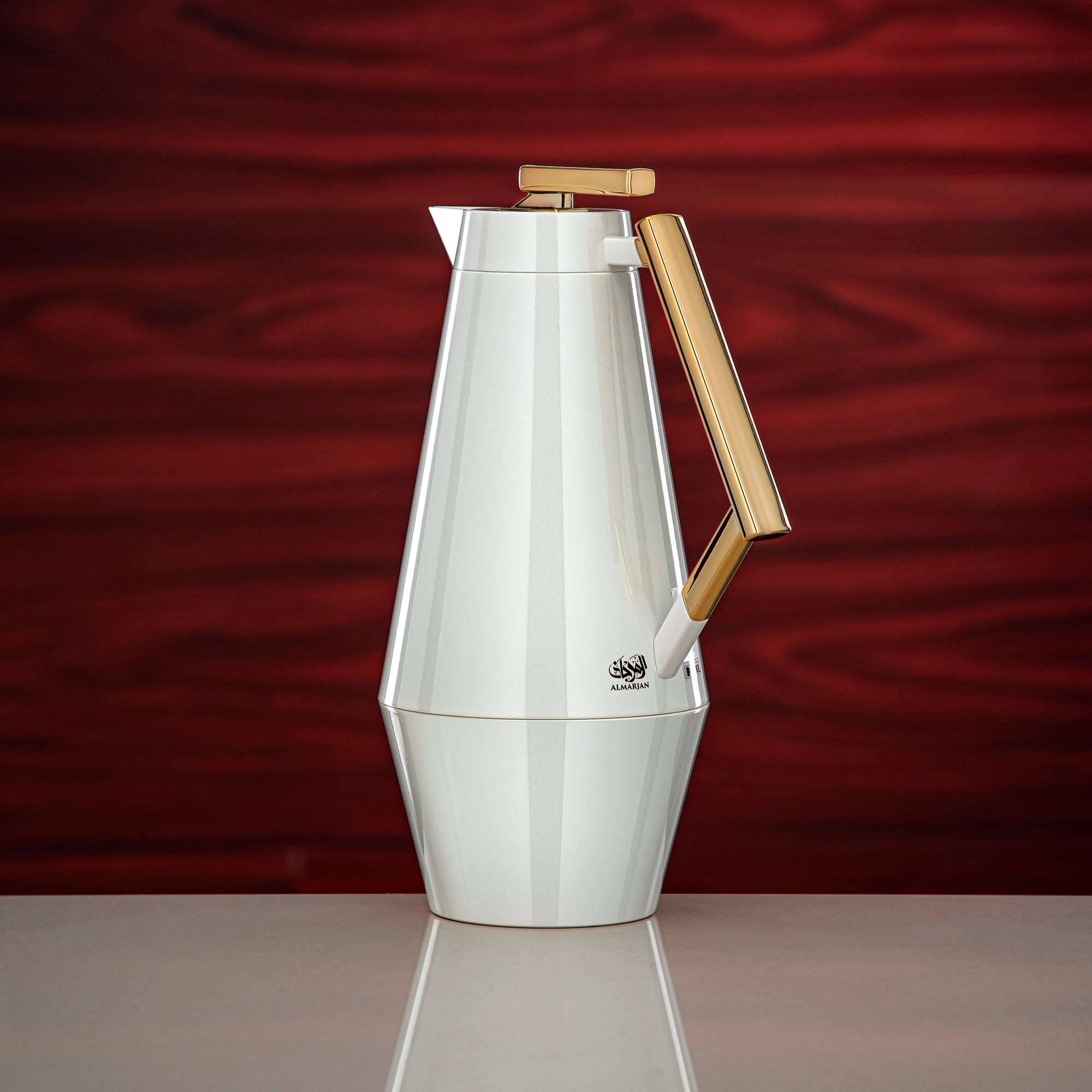 Almarjan Vacuum Flask Set 0.7L & 1L Pearl White & Gold