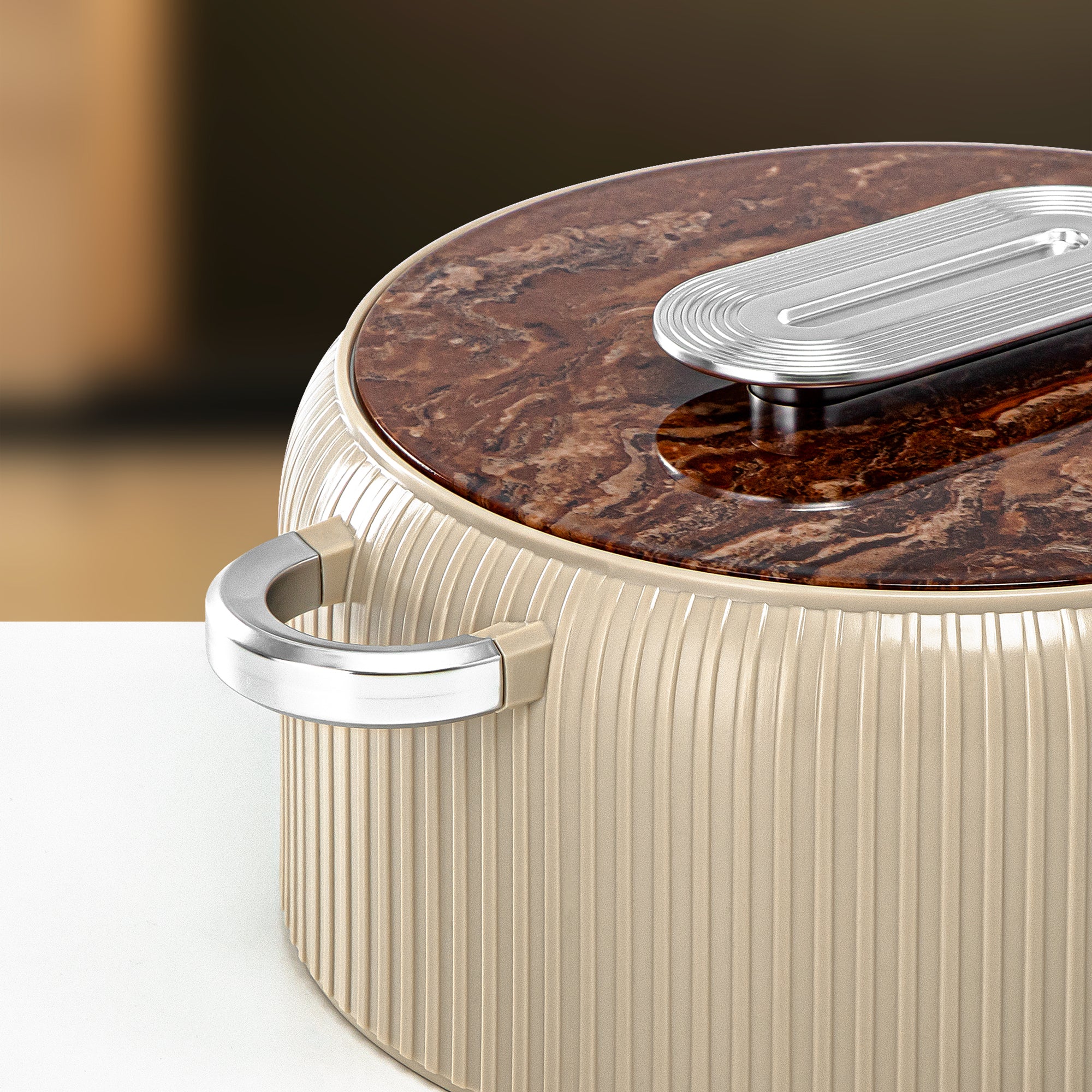 ألمرجان حرارات بلاستيك، مجموعة من 3 قطع، بيج وفضي، 2000 مل + 4000 مل + 6500 مل (EK-200/400/650 BR/MC) أدوات تقديم رمضان