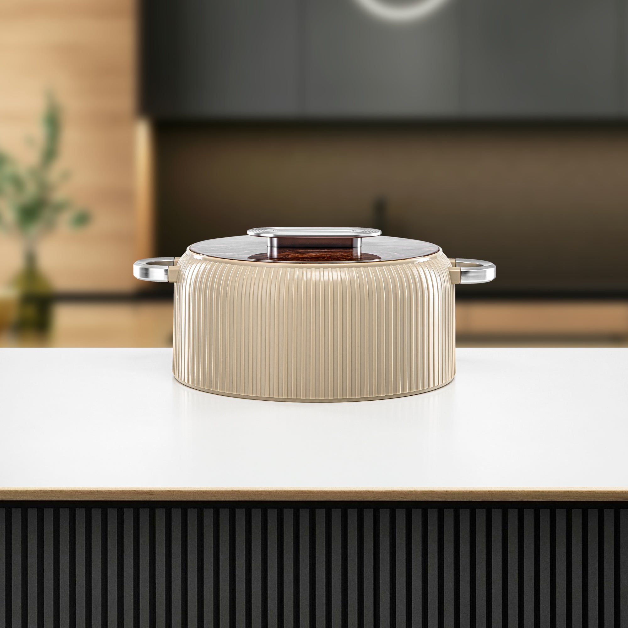 ألمرجان حرارات بلاستيك، مجموعة من 3 قطع، بيج وفضي، 2000 مل + 4000 مل + 6500 مل (EK-200/400/650 BR/MC) أدوات تقديم رمضان