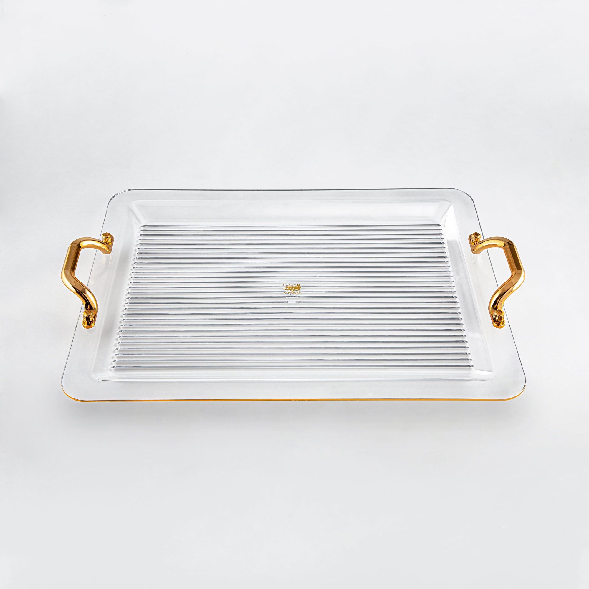 Almarjan 55CM Acrylic Serving Tray, Clear & Gold | FB07-550 ALLG