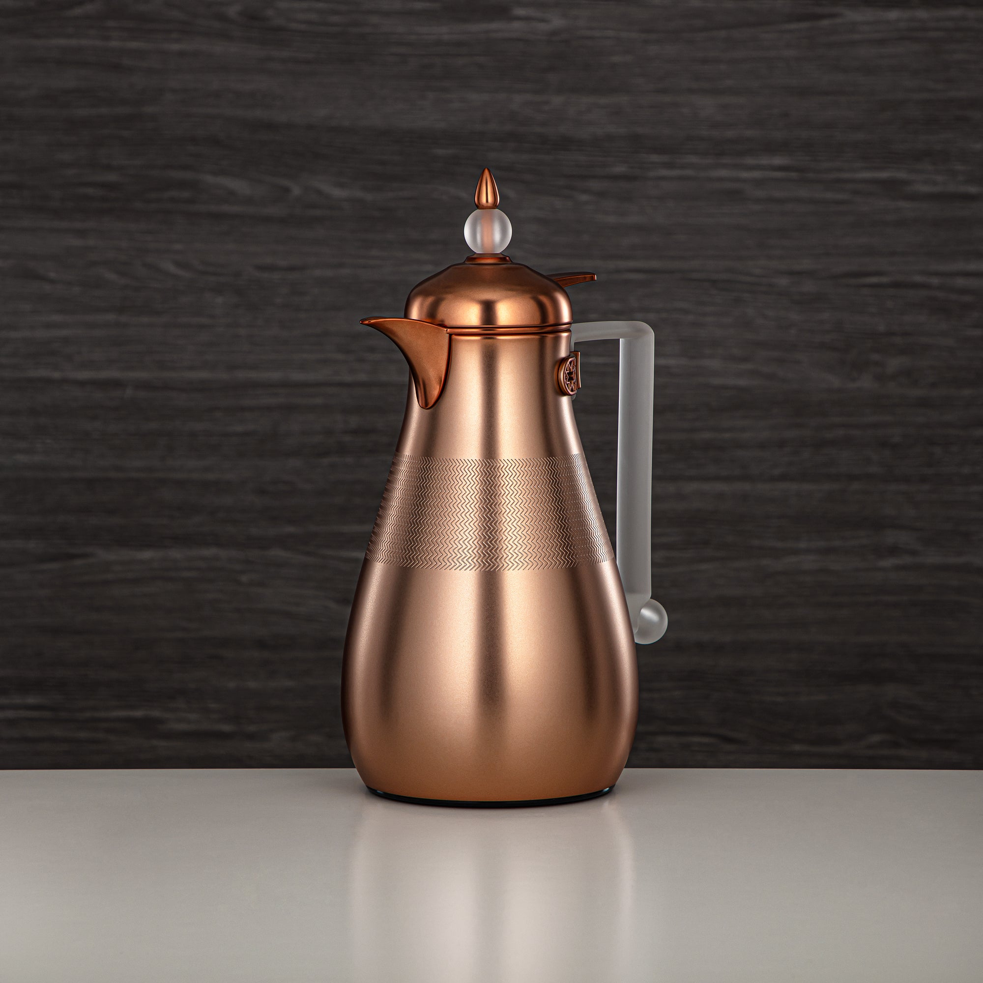 Almarjan Vacuum Flask Set, Push Button, 0.7L + 1L, Matt Copper & Frost (FG803A-070/100 MCP/FA) - Elegant Vacuum Flask Sets