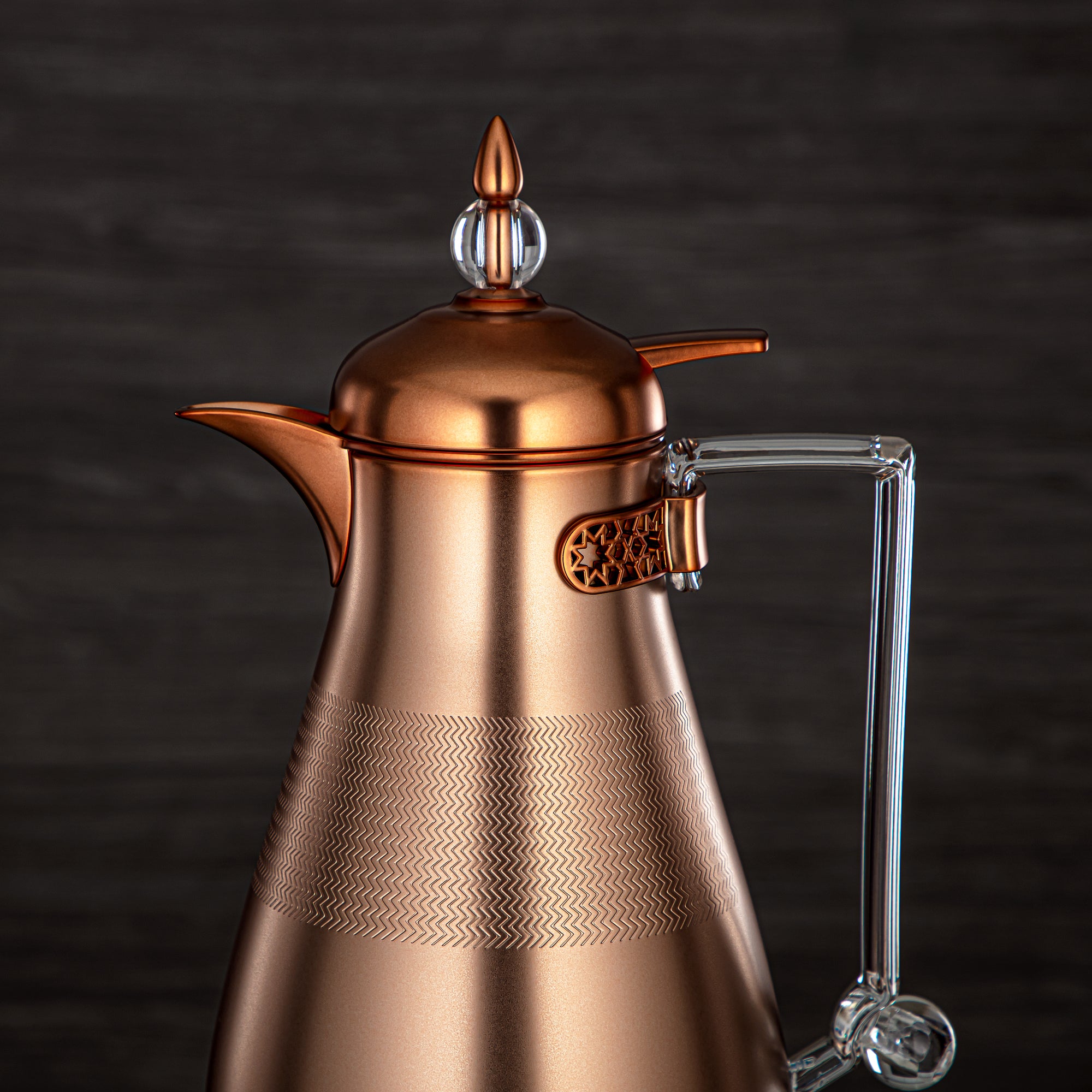 Almarjan Vacuum Flask Set, Push Button, 0.7L + 1L, Matt Copper & Transparent (FG803A-070/100 MCP/TR) - Elegant Vacuum Flask Sets