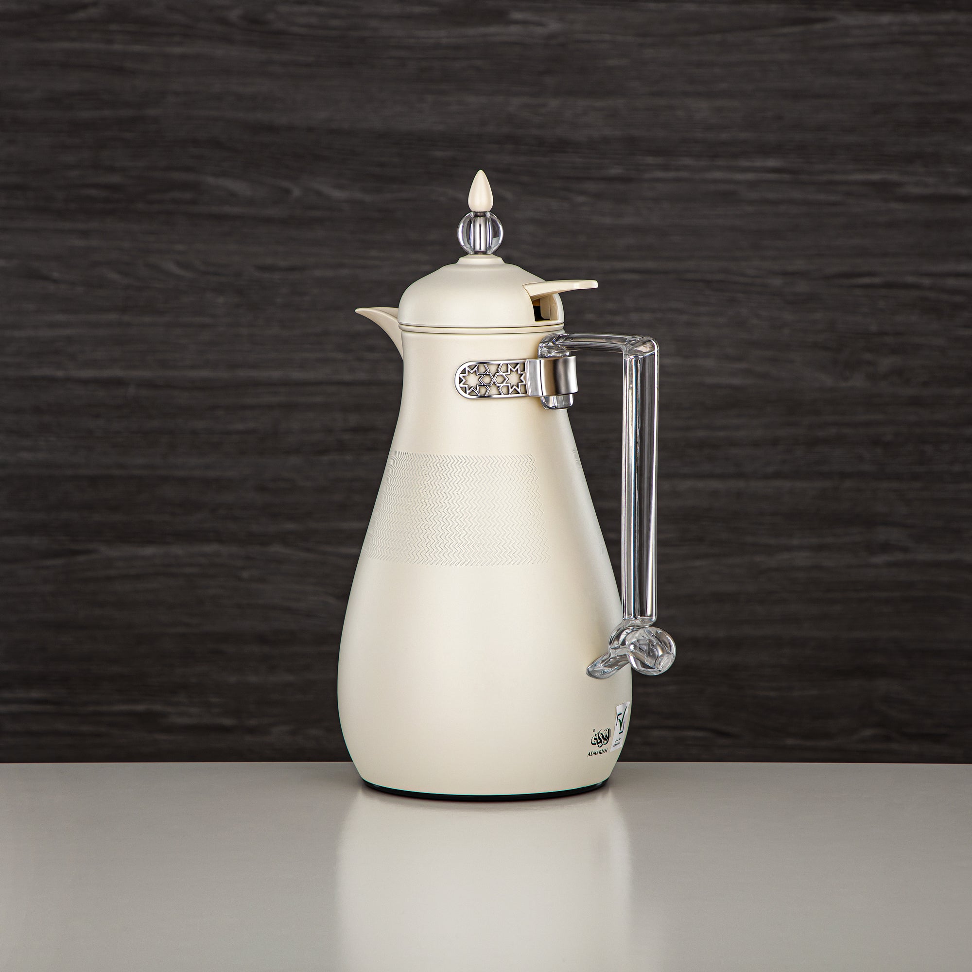 ألمرجان طقم ترامس، زر ضغط، 0.7 لتر + 1 لتر، أبيض غير لامع وشفاف (FG803A-070/100 MP/TR) - أطقم ترمس أنيقة