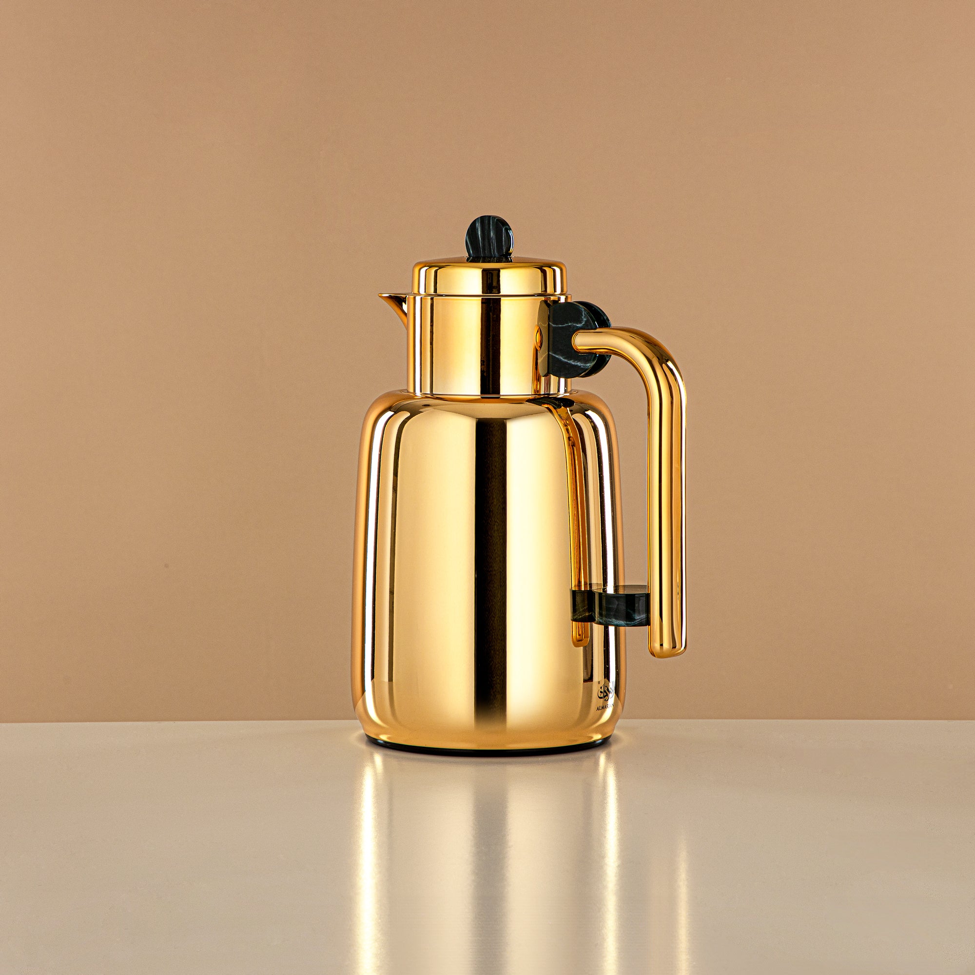 ألمرجان طقم ترامس - 0.7 لتر + 1 لتر، ذهبى وأسود/رخام أخضر (FG808-070/100 GM/G) - لتقديم الشاي والقهوة