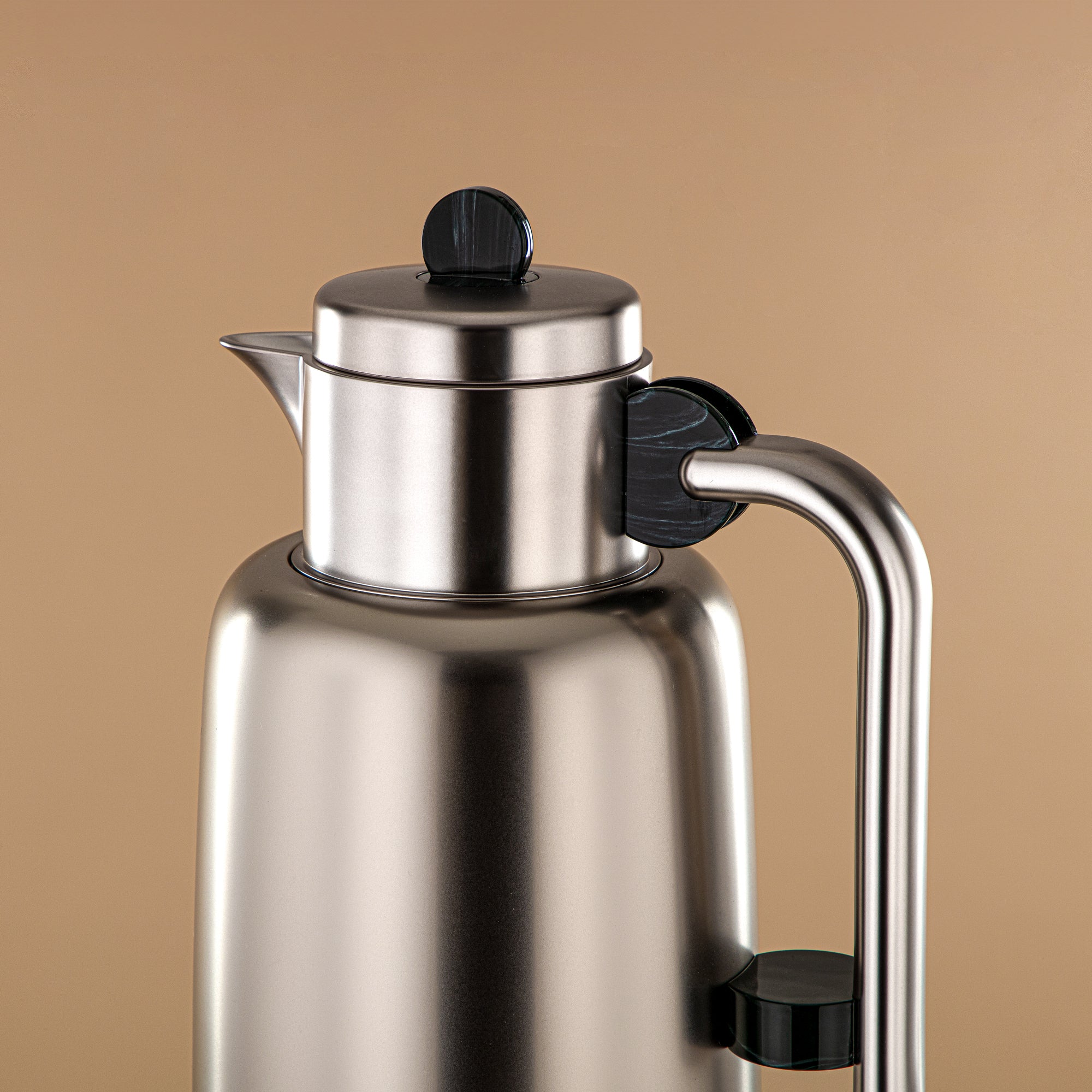 ألمرجان طقم ترامس - 0.7 لتر + 1 لتر، فضي غير لامع ورخام أسود/أخضر (FG808-070/100 GM/MC) - لتقديم الشاي والقهوة