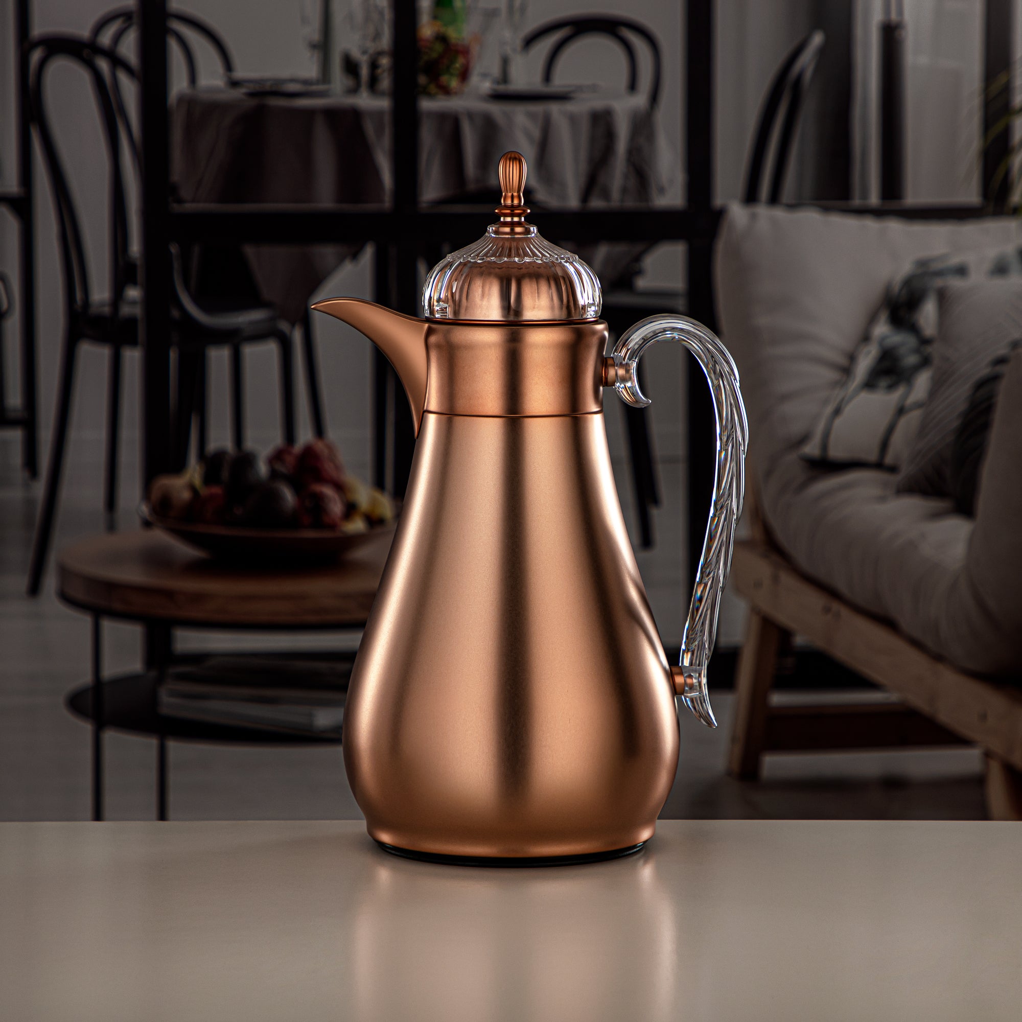 ألمرجان طقم ترامس، زر ضغط، 0.7 لتر + 1 لتر، نحاسي غير لامع وشفاف (FG810-070/100 MCP/TR) - مجموعات ترمس أنيقة