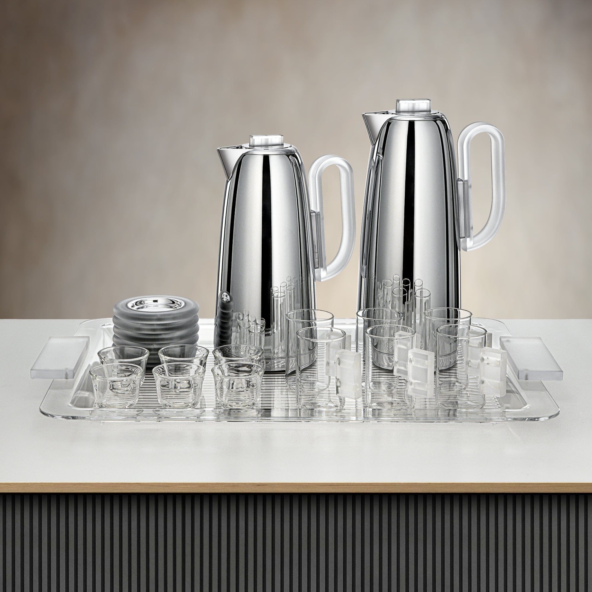 Almarjan Tea & Coffee Set 21 Pieces Silver & Frost