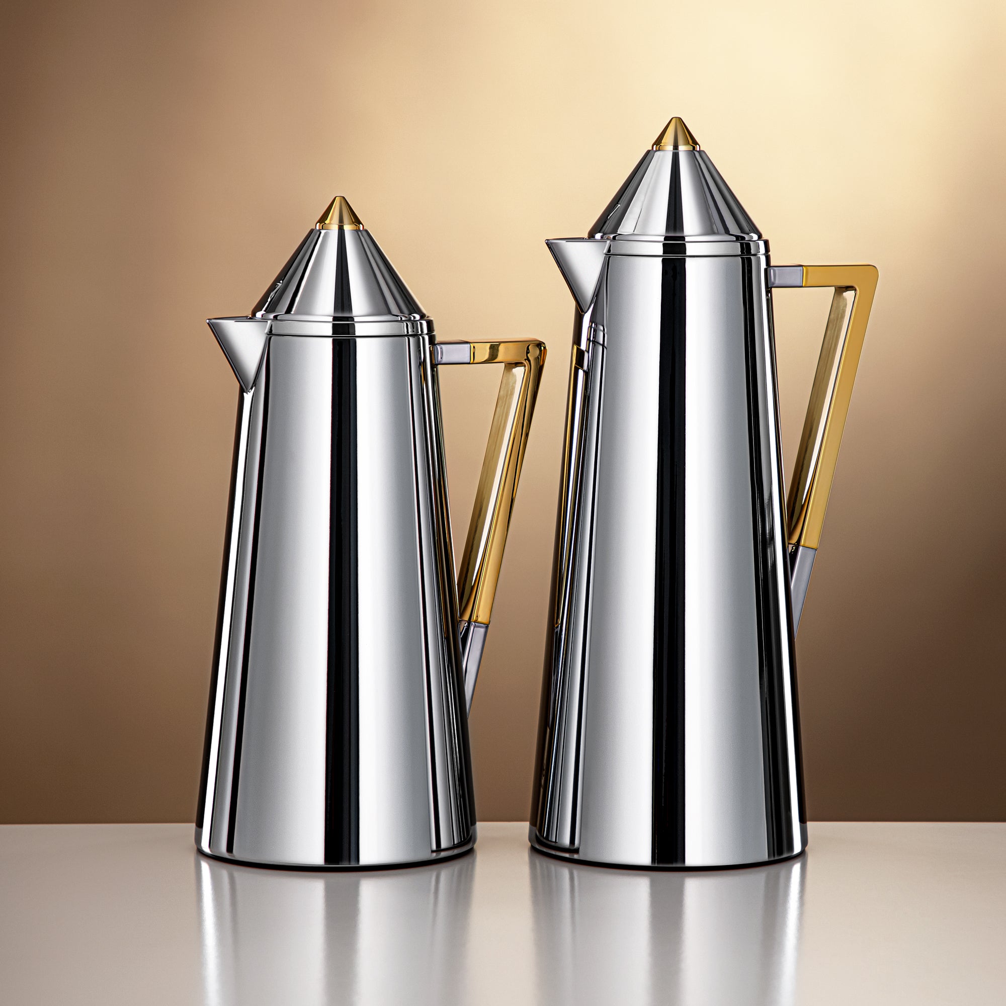 Almarjan Vacuum flask 0.7L + 1.0L Silver & gold (FG818-070/100 C/G)