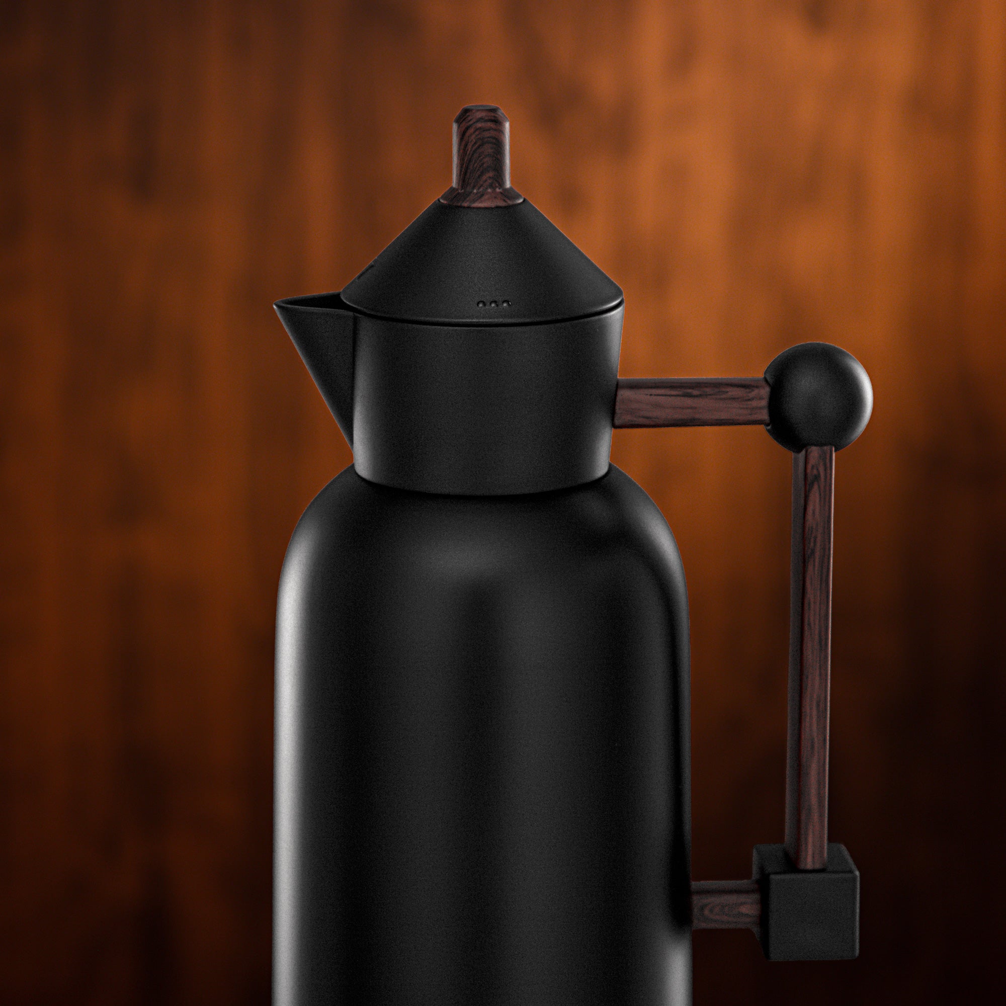 Almarjan Vacuum Flask Set 0.7L + 1L Matt Black & Dark Wood