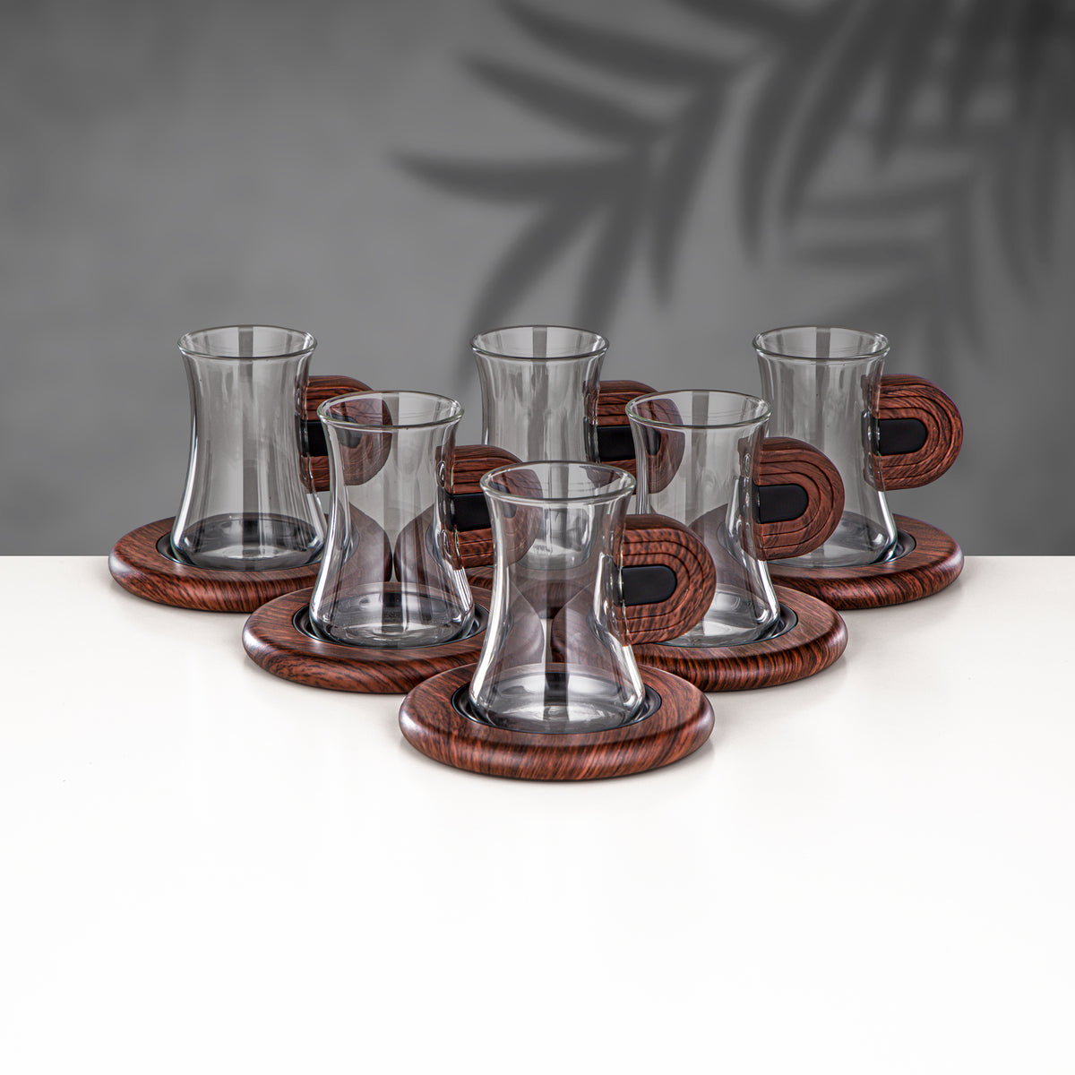 Almarjan 18 Pieces Tea & Coffee Set, Black & Dark Wood